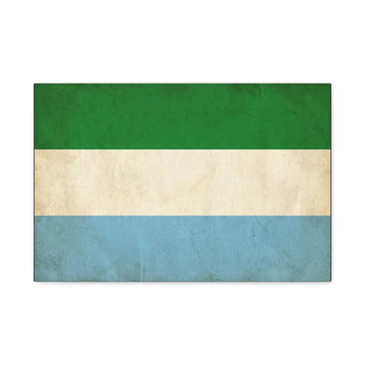 Sierra Leone Flag Canvas Wall Art - Vintage Tricolor National Print, Distressed Blue Green White Design - Minimalist Patriotic Decor - Living Room Wall Decor - Bedroom Home Decoration - Ready to Hang
