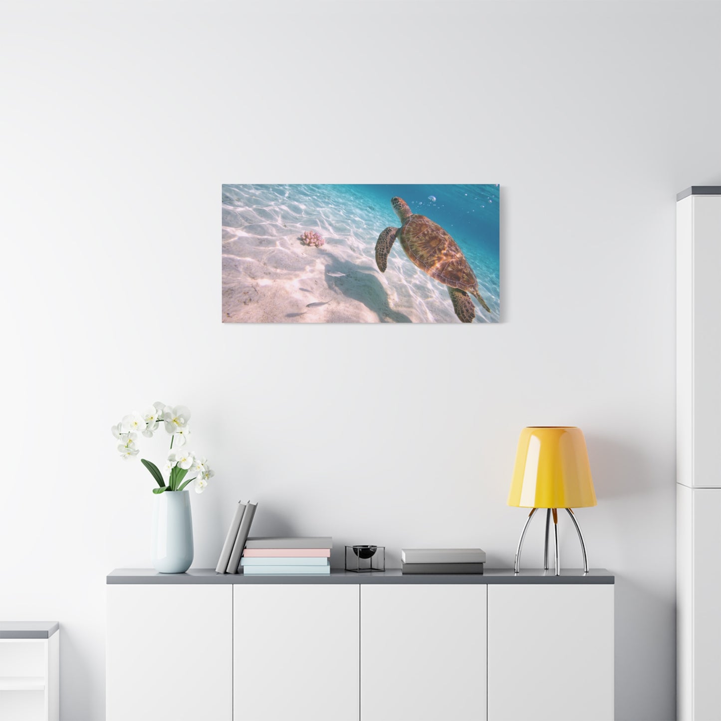 Sea Turtle Canvas Wall Art - Underwater Ocean Art Print, Coastal Beach Decor, Cotton Canvas Print, Serene Blue Seascape, Living Room Wall Decor, Bedroom Home Decoration - Bedroom Home Decoration