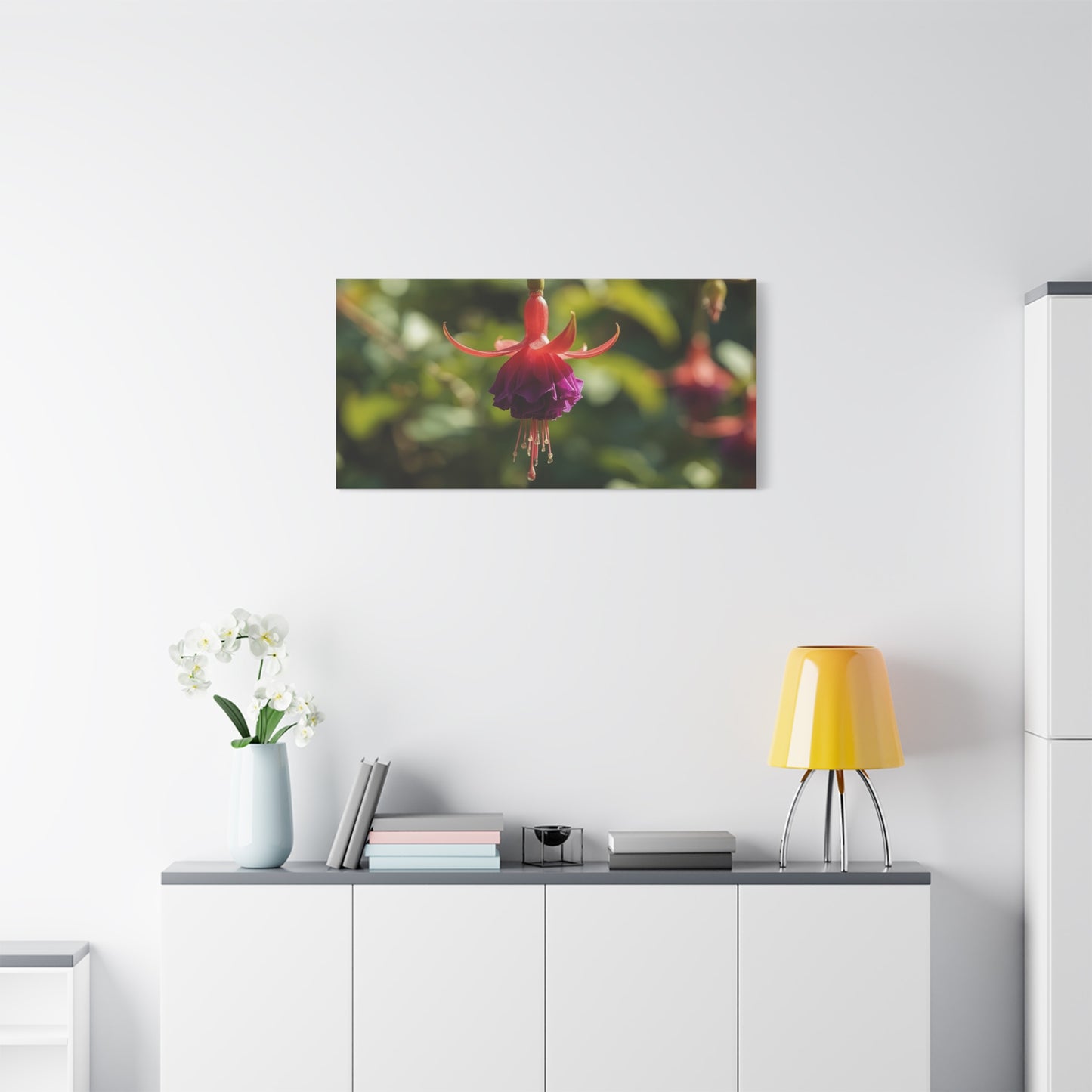 Fuchsia Flower Canvas Wall Art - Botanical Macro Art Print, Red Purple Bloom - Matte Cotton Art Print - Contemporary Nature Style - Bedroom Wall Decor, Spa Room Accent - Bedroom Home Decoration