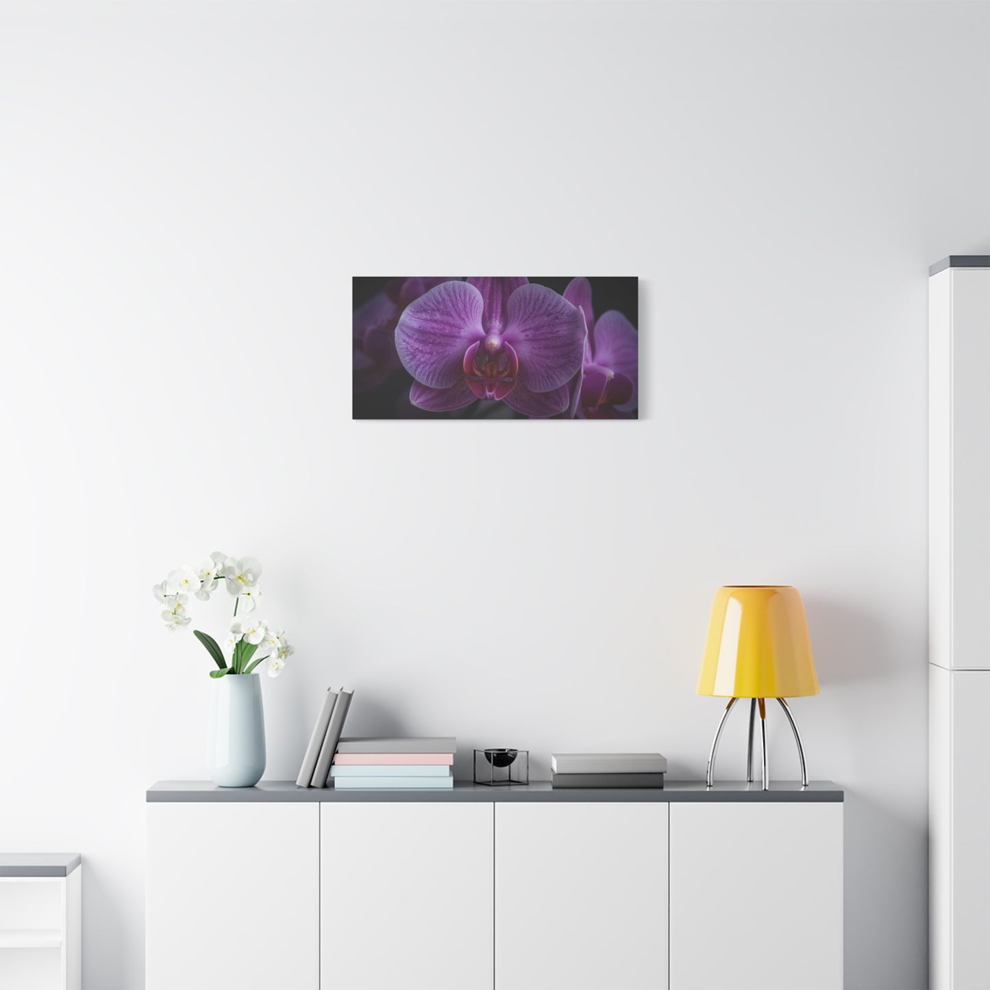 Purple Orchid Canvas Wall Art - Phalaenopsis Flower Macro Floral Print, Botanical Art Print, Cotton Canvas, Contemporary Style - Bedroom Wall Decor, Spa Wall Accent - Bedroom Home Decoration
