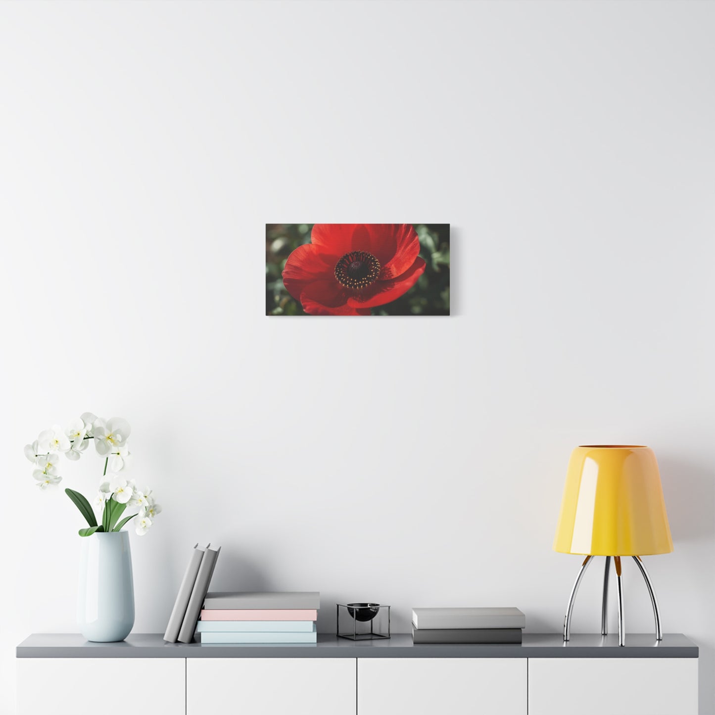 Red Poppy Flower Canvas Wall Art - Botanical Floral Close Up Art Print, Matte Canvas Print - Contemporary Nature Wall Decor, Bedroom Home Decoration, Living Room Accent, Office Art - Ready to Hang