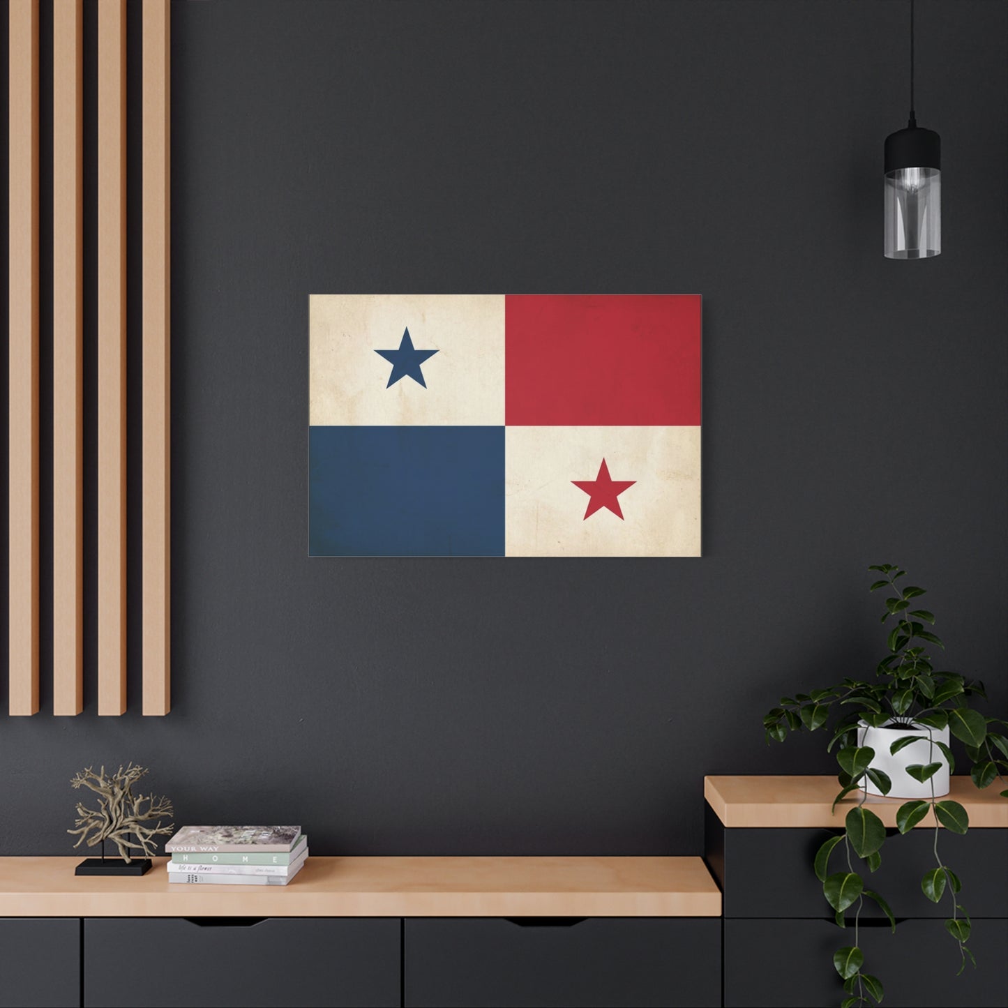 Panama Flag Canvas Wall Art - Vintage Republic Banner Print, Patriotic Red White Blue Star Design - Traditional Style Wall Decor - Living Room Home Decoration, Office Accent - Bedroom Home Decoration