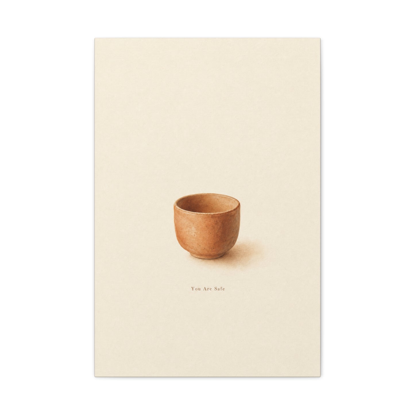 "You Are Safe" Minimalist Pottery Canvas Wall Art - Neutral Still Life Print, Contemporary Beige Brown Decor - Bedroom Meditation Space Accent - Office Wall Art - Bedroom Home Decoration