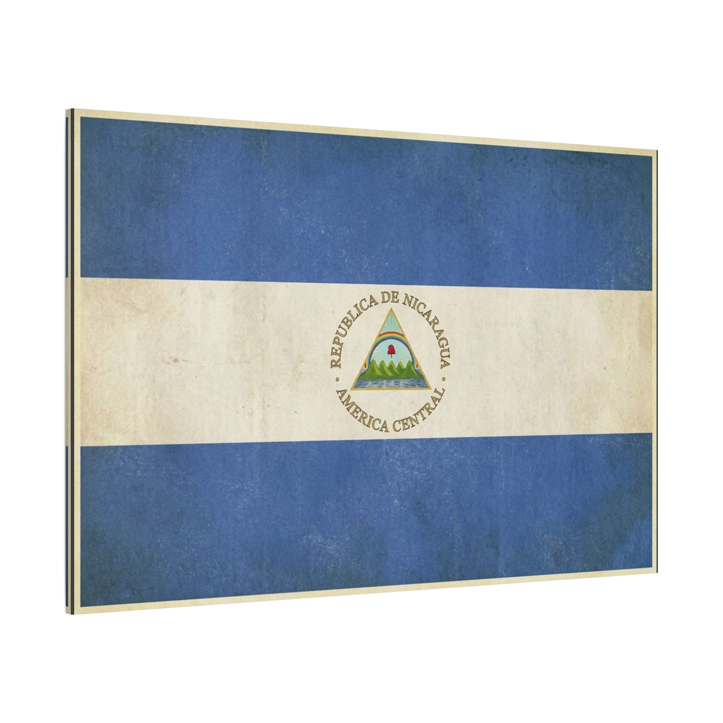Republica De Nicaragua America Central Flag Canvas Wall Art - Vintage Blue White Country Print - Patriotic Heritage Decor - Living Room Home Decoration - Living Room Wall Decor - Cozy Reading Nook Art