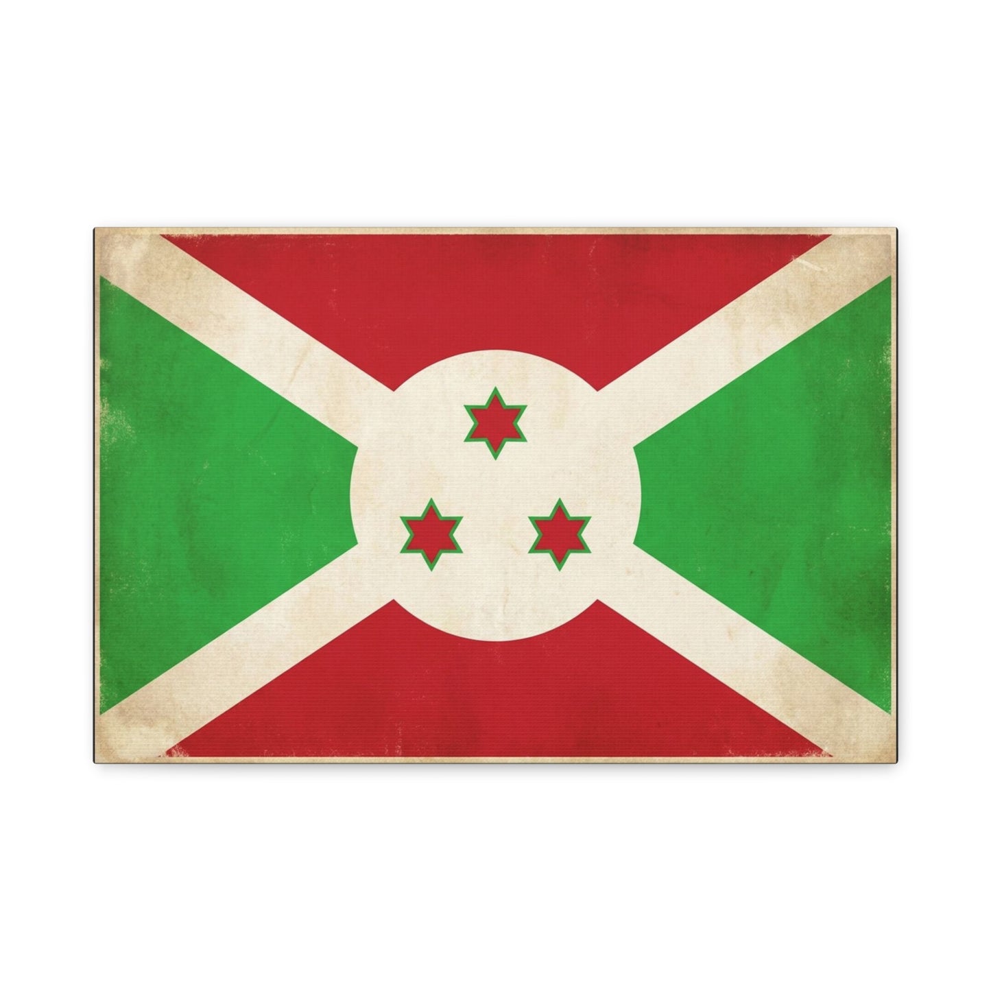Burundi Flag Canvas Wall Art - Vintage National Banner Print, Patriotic Heritage Decor - Distressed Cotton Look, Traditional Style - Living Room Wall Decor - Modern Farmhouse Style - Ready to Hang
