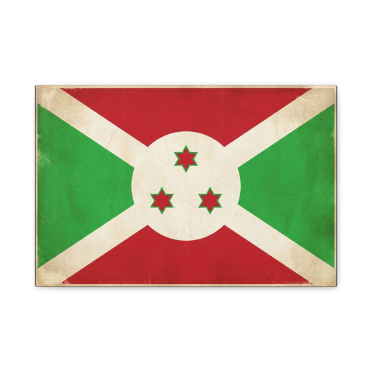 Burundi Flag Canvas Wall Art - Vintage National Banner Print, Patriotic Heritage Decor - Distressed Cotton Look, Traditional Style - Living Room Wall Decor - Modern Farmhouse Style - Ready to Hang