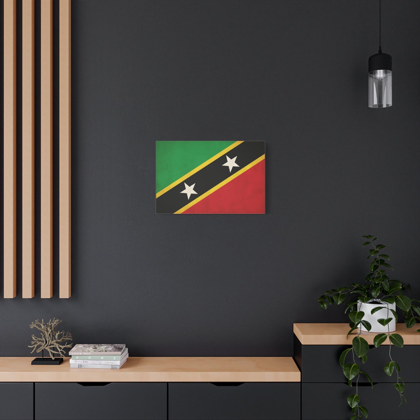 Saint Kitts And Nevis Flag Canvas Wall Art - Caribbean Pride Decor, Vintage National Banner Print - Bold Graphic Style, Living Room Wall Decor, Bedroom Home Decoration - Bedroom Home Decoration