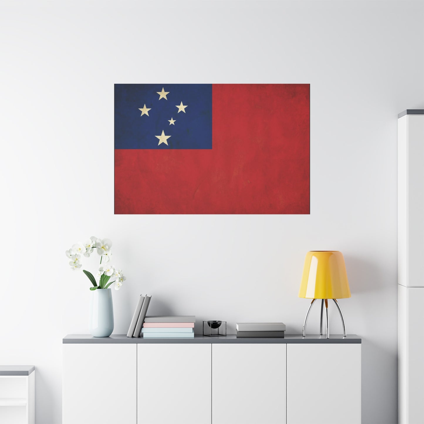 Samoa Flag Canvas Wall Art - Vintage Polynesian Nation Banner Print, Patriotic Island Decor - Matte Cotton Artwork - Living Room Home Decoration, Office Accent - Living Room Wall Decor - Ready to Hang
