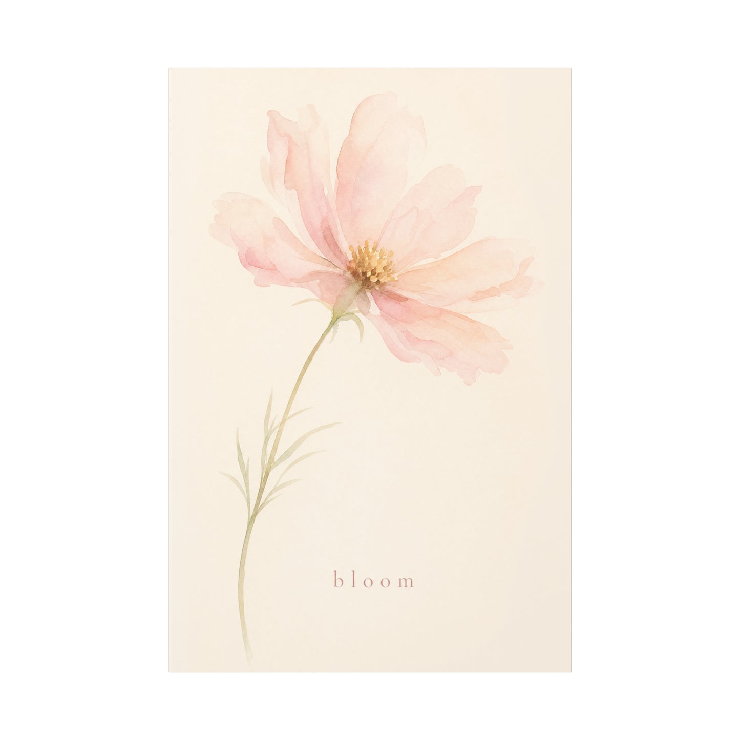 "Bloom" Pink Cosmos Flower Canvas Wall Art - Soft Watercolor Botanical Print, Blush Floral Home Decor, Minimalist Bedroom Wall Hanging, Living Room Decoration - Ready to Hang - Bedroom Home Decoration