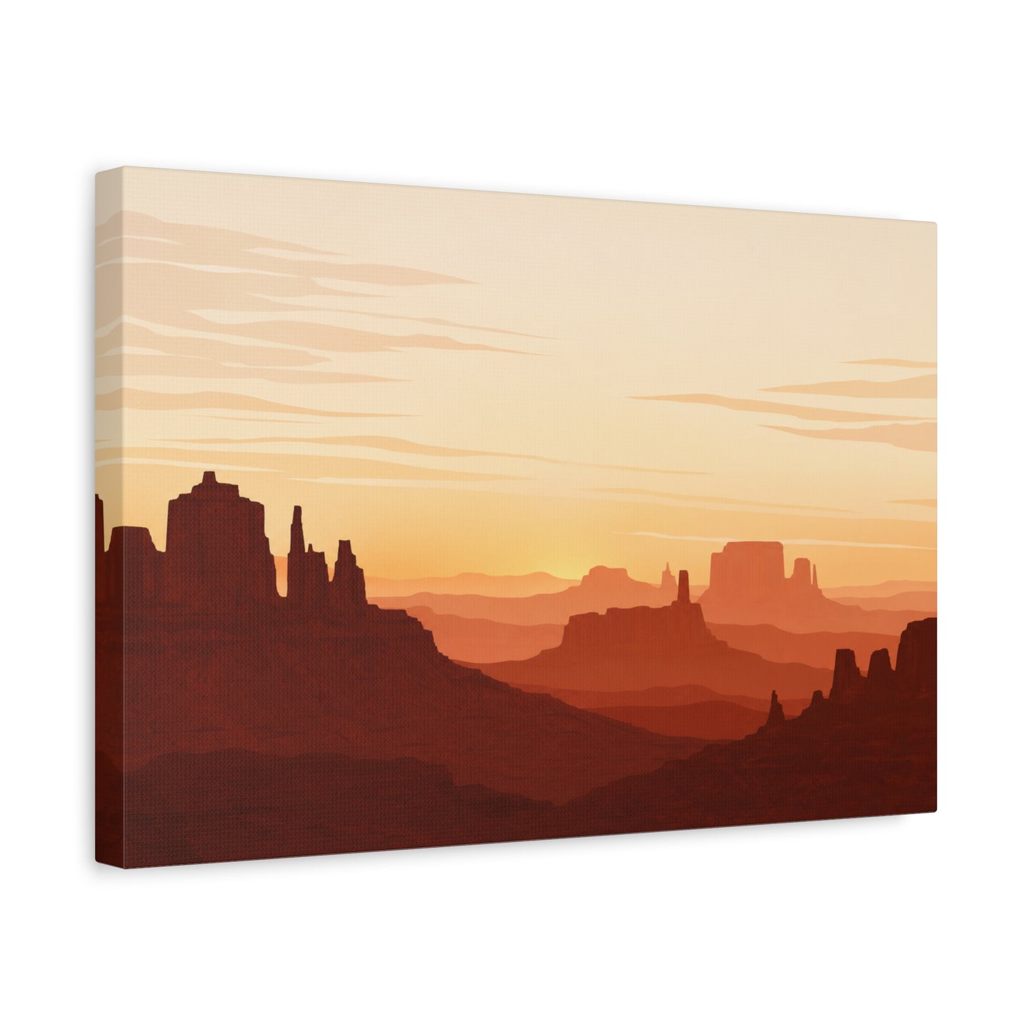 Desert Canyon Sunset Canvas Wall Art - Southwestern Mesa Landscape Print, Warm Terracotta Horizon, Contemporary Scenic Decor - Living Room Wall Decor, Bedroom Home Decoration - Bedroom Home Decoration