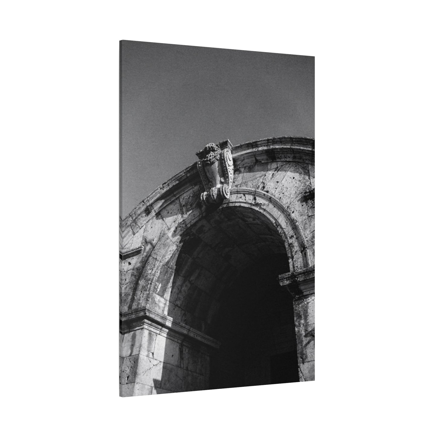 Black And White Architectural Arch Canvas Wall Art - Stone Facade Art Print, Minimalist Historic Structure Decor - Contemporary Living Room Wall Decor, Bedroom Home Accent - Ready to Hang