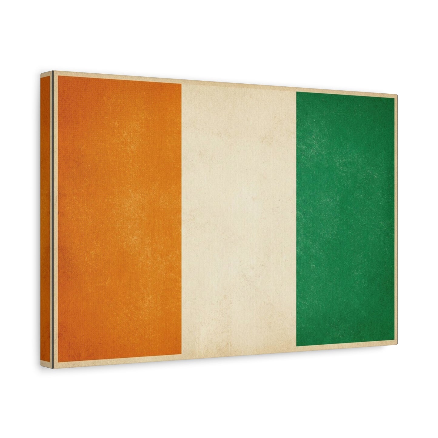 Irish Flag Canvas Wall Art - Vintage Tricolor Ireland Print, Green White Orange Decor - Minimalist Patriotic Artwork - Living Room Wall Decor, Bedroom Home Decoration - Bedroom Home Decoration