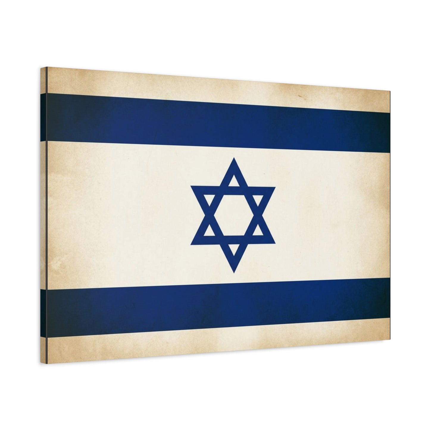 Israel Flag Canvas Wall Art - Vintage Blue And White Star Of David Decor - Matte Minimalist Jewish Home Decoration - Living Room Wall Decor, Bedroom Accent - Bedroom Home Decoration - Ready to Hang