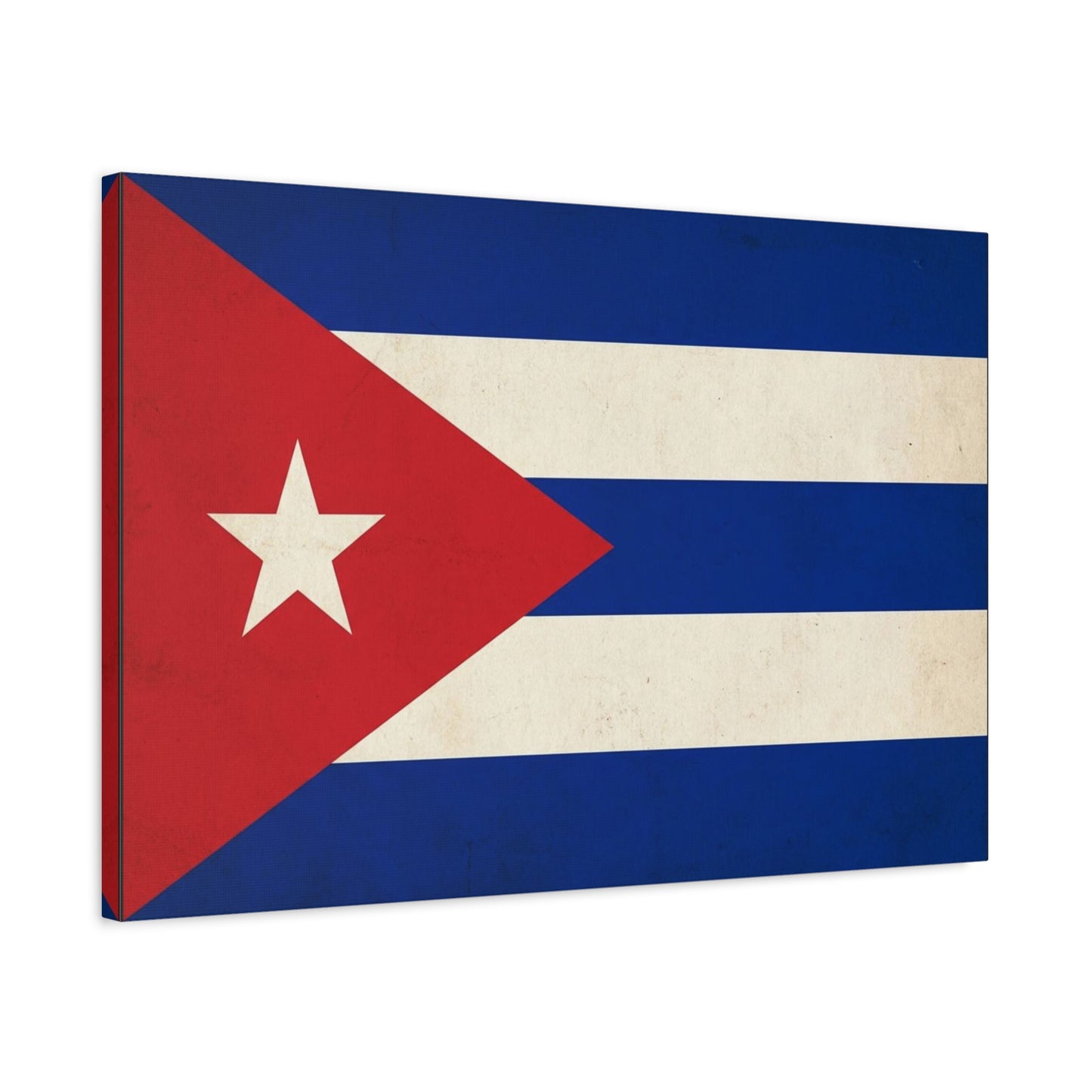 Cuban Flag Canvas Wall Art - Vintage Cuba Flag Print, Patriotic Heritage Decor - Distressed Cotton Canvas - Traditional Style For Living Room, Office Wall Decor - Bedroom Home Decoration