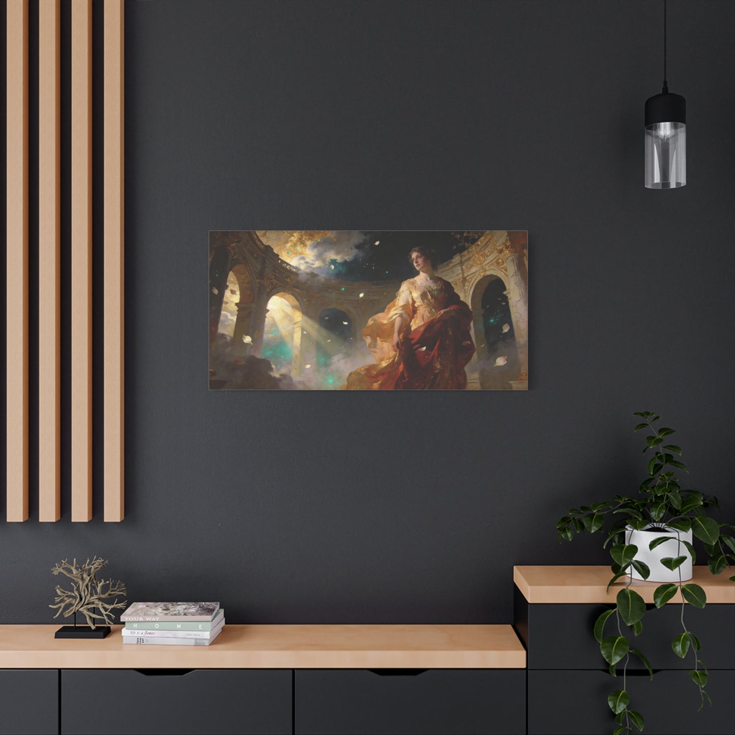 Ethereal Woman In Gilded Ruins Canvas Wall Art - Romantic Classical Painting, Golden Light, Cotton Art Print, Contemporary Style - Living Room Wall Decor, Bedroom Home Decoration - Ready to Hang
