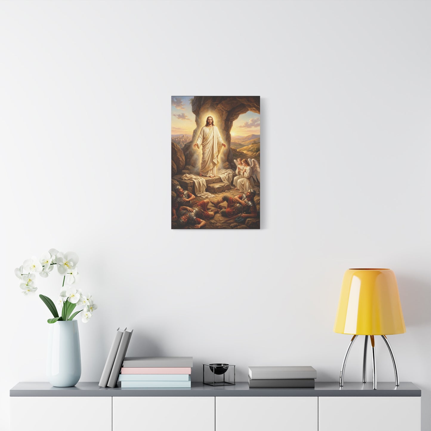 Jesus Christ Resurrection Canvas Wall Art - Empty Tomb, Angels, Roman Guards - Traditional Religious Print, Living Room Wall Decor, Bedroom Home Decoration - Bedroom Home Decoration - Ready to Hang