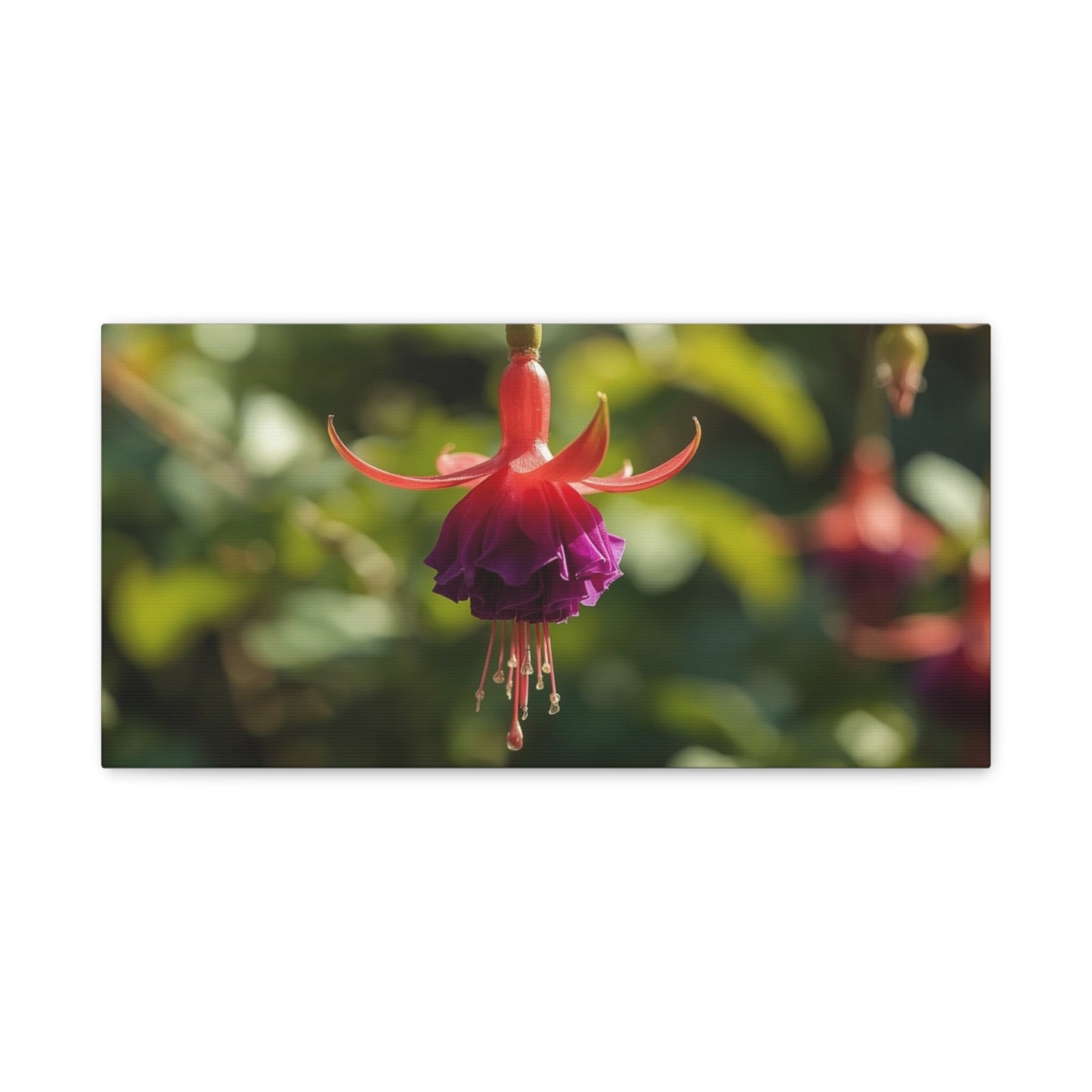 Fuchsia Flower Canvas Wall Art - Botanical Macro Art Print, Red Purple Bloom - Matte Cotton Art Print - Contemporary Nature Style - Bedroom Wall Decor, Spa Room Accent - Bedroom Home Decoration