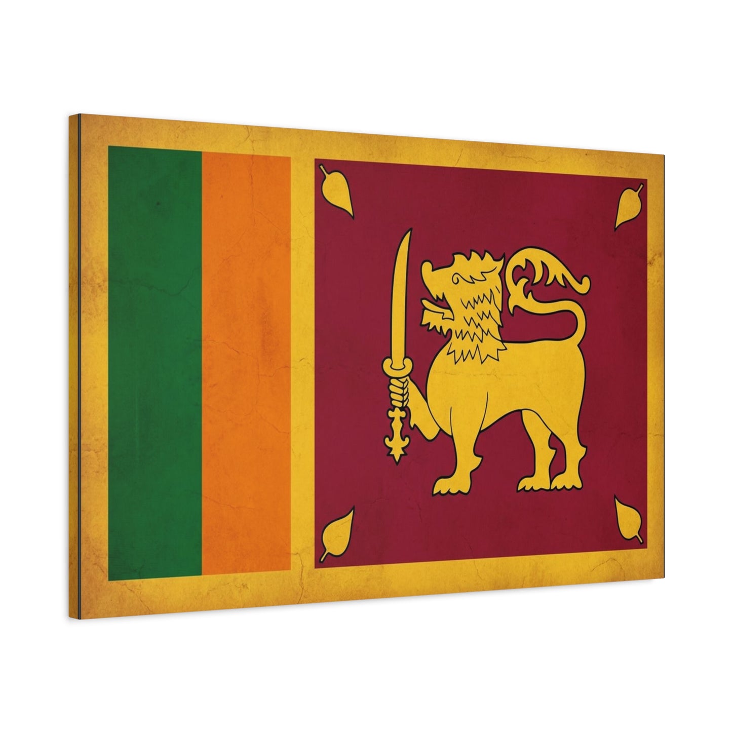 Sri Lanka Flag Canvas Wall Art - Golden Lion With Sword National Banner Print - Vintage Patriotic Style, Cultural Home Decor, Living Room Wall Decor, Office Art - Modern Farmhouse Style