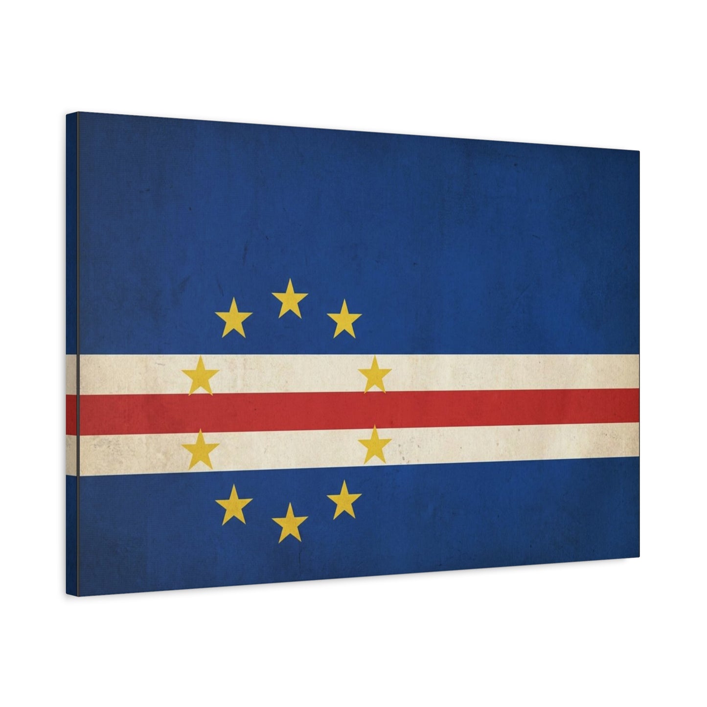 Cape Verde Flag Canvas Wall Art - Vintage Island Nation Banner Print, Patriotic Blue Red White Decor - Traditional Style, Living Room Wall Decor, Bedroom Home Decoration - Ready to Hang