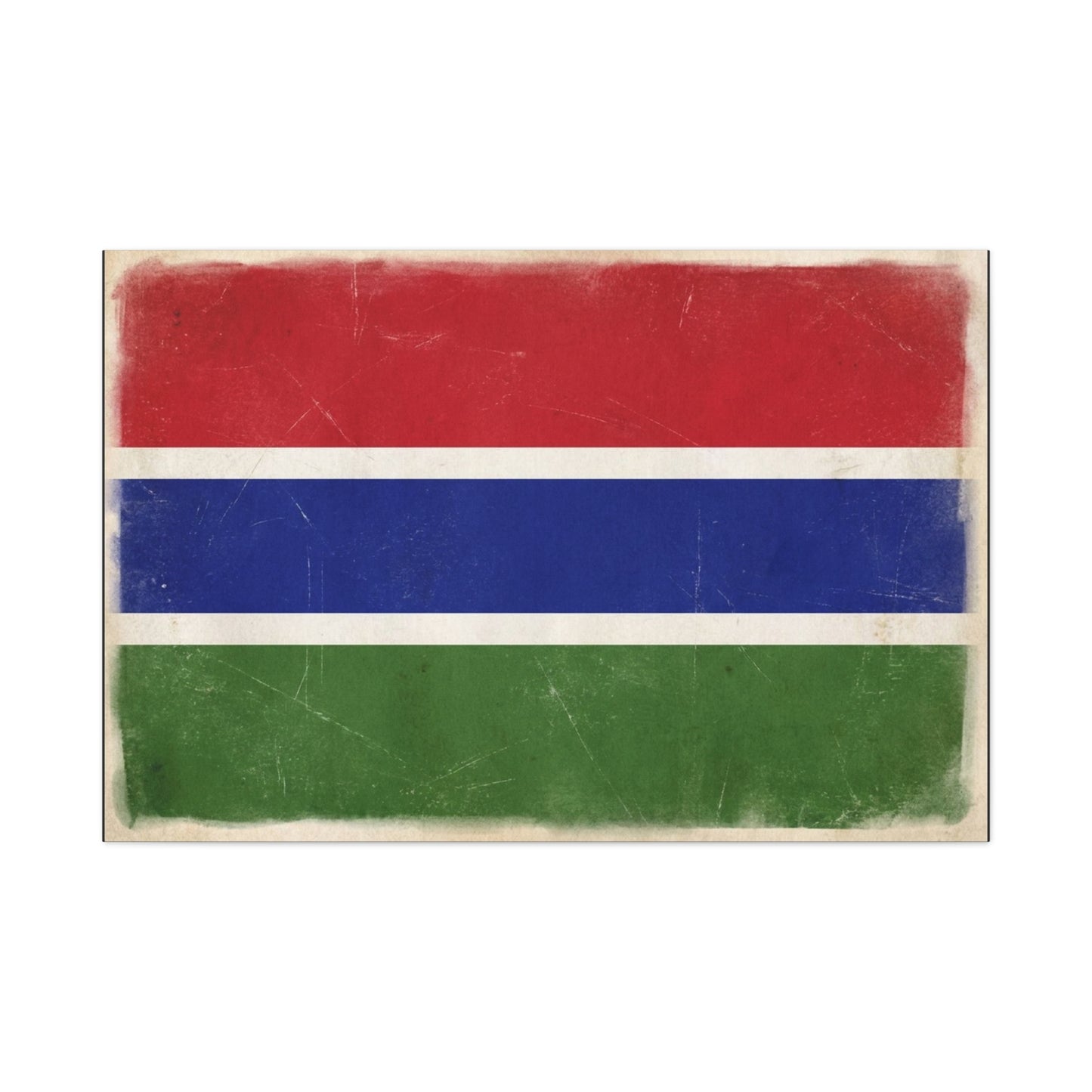 Gambia Flag Canvas Wall Art - Vintage Distressed National Banner Print - Red Blue Green Stripe Design, Patriotic Decor, Cultural Home Decoration For Living Room Bedroom Office - Living Room Wall Decor