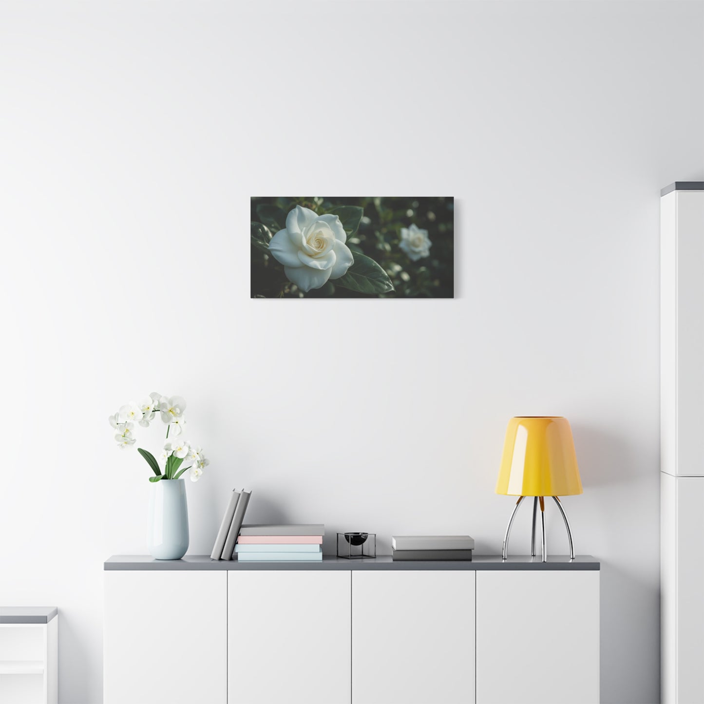 White Gardenia Canvas Wall Art - Botanical Floral Art Print, Soft Green Leaves, Matte Canvas Print, Traditional Style, Bedroom Wall Decor, Living Room Home Decoration - Bedroom Home Decoration