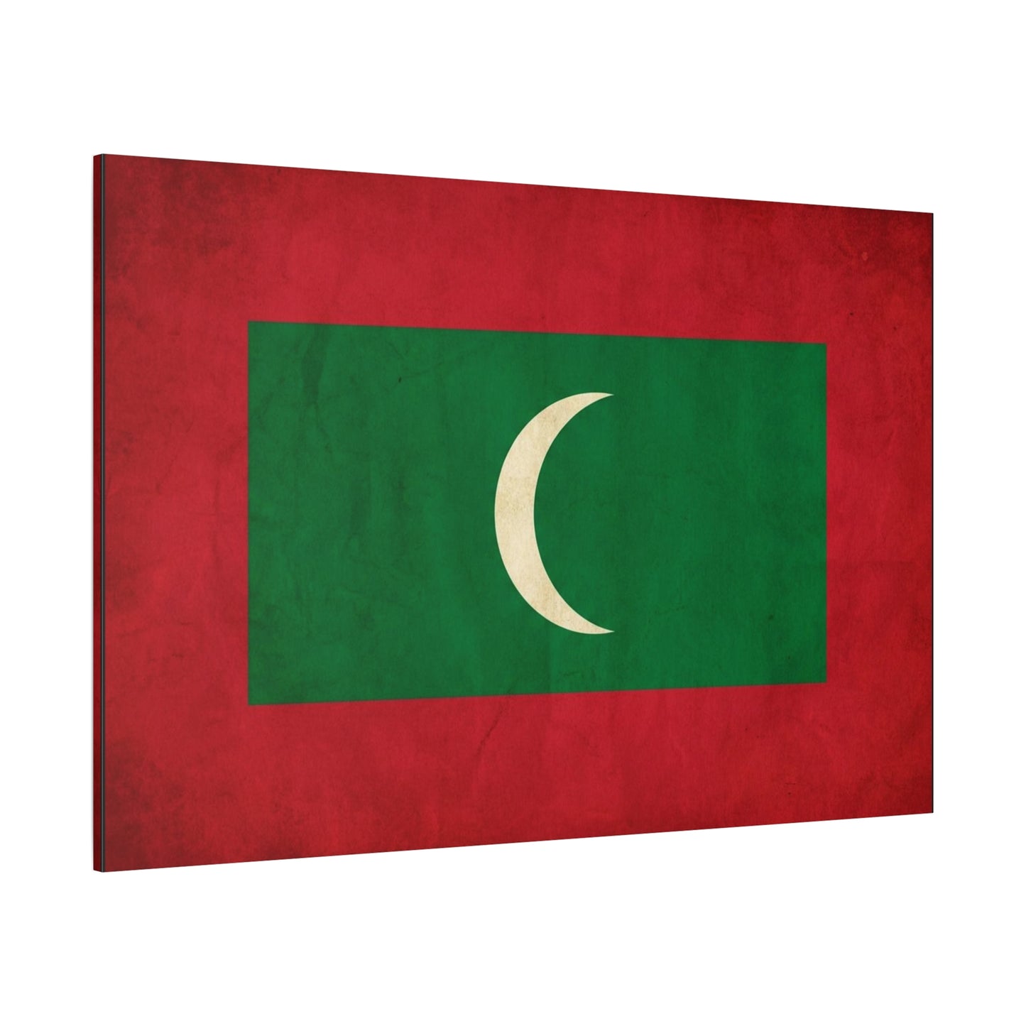 Maldives Flag Canvas Wall Art - Vintage National Banner Print, Red Green White Crescent - Patriotic Typography Style - Living Room Wall Decor, Bedroom Home Decoration - Bedroom Home Decoration