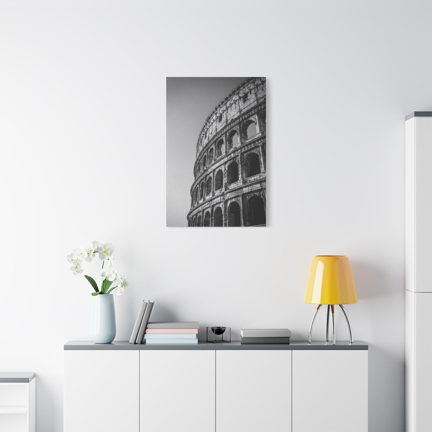 Rome Colosseum Canvas Wall Art - Black And White Architectural Art Print - Vintage Monochrome Cityscape Decor - Contemporary Living Room Wall Decor, Office Art Accent - Bedroom Home Decoration