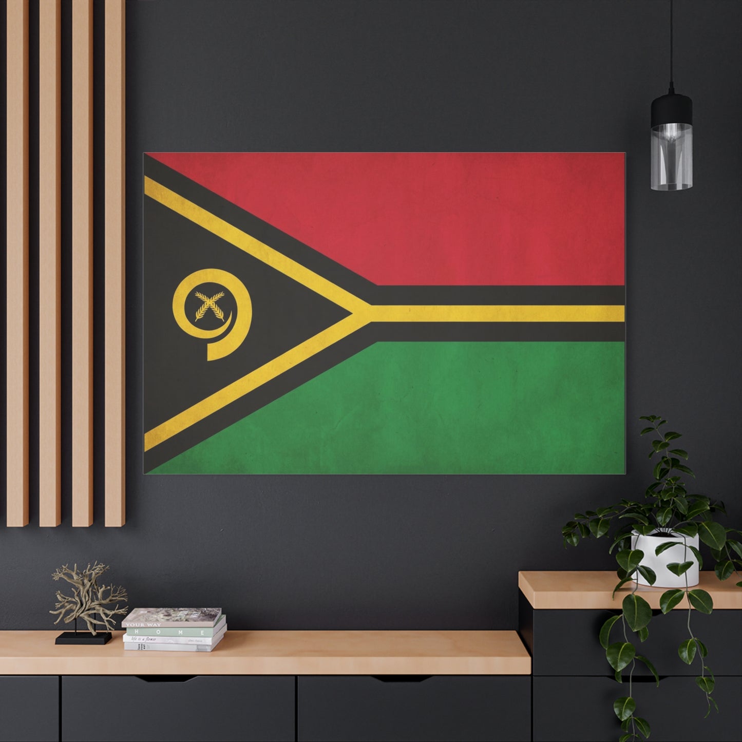 Vanuatu Flag Canvas Wall Art - Red Black Green Yellow National Pride Print - Vintage Country Decor, Heritage Artwork, Living Room Wall Decor, Office Accent - Bedroom Home Decoration - Ready to Hang