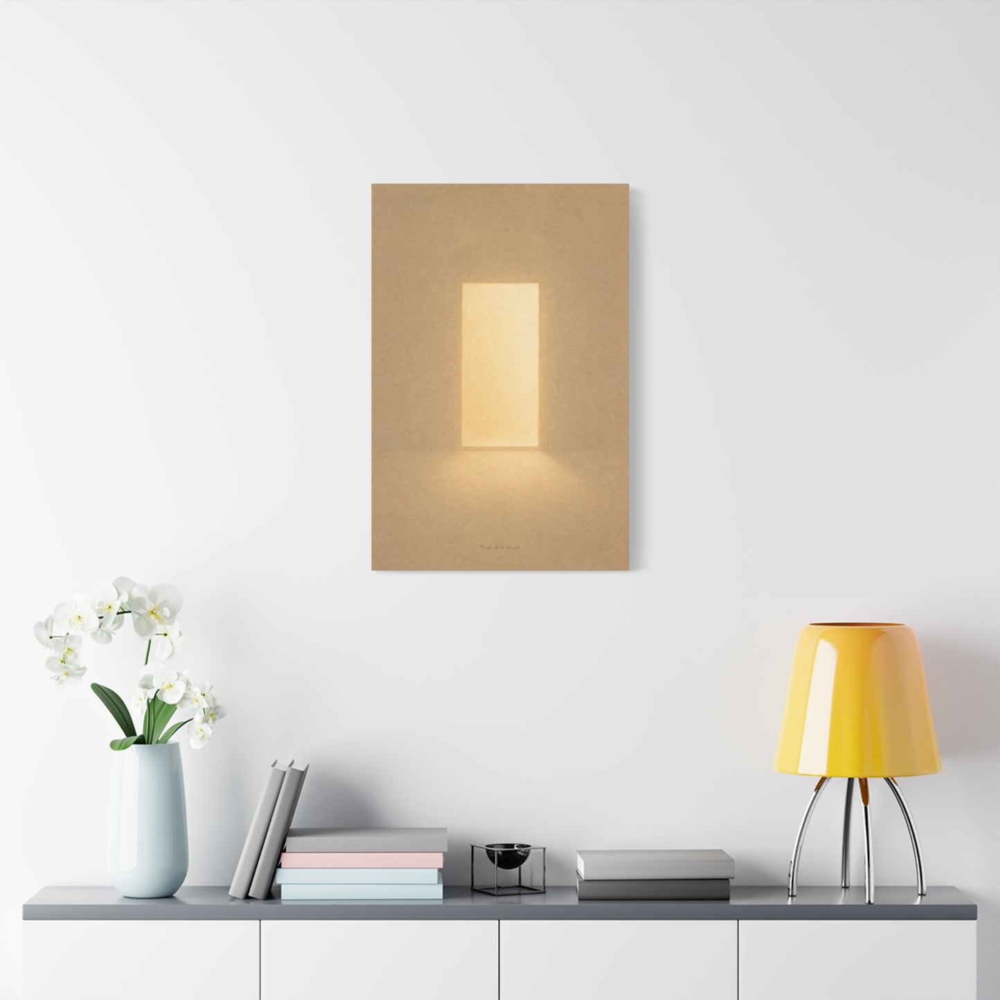 "You Are Seen" Minimalist Canvas Wall Art - Abstract Light Doorway Print, Neutral Beige Modern Home Decor - Contemporary Bedroom Wall Decor, Meditation Space Accent - Ready to Hang - Ready to Hang