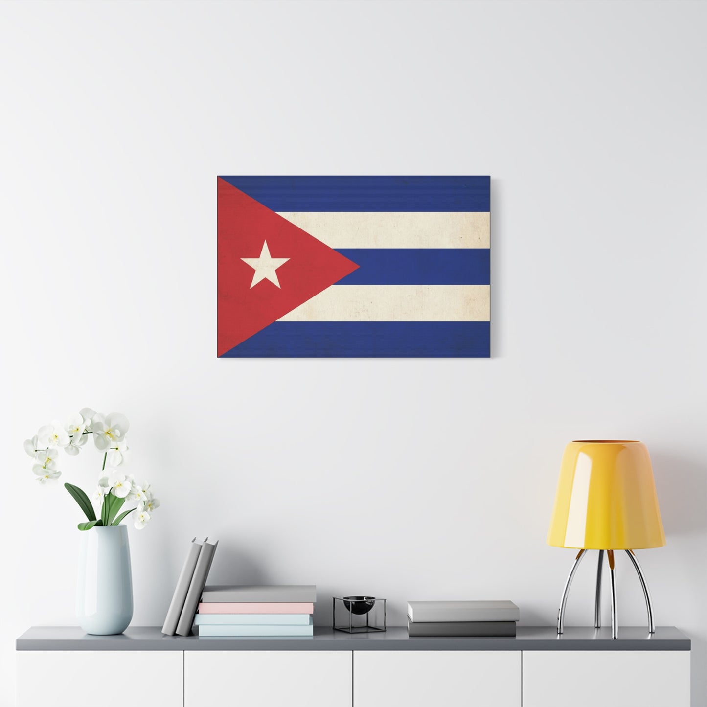 Cuban Flag Canvas Wall Art - Vintage Cuba Flag Print, Patriotic Heritage Decor - Distressed Cotton Canvas - Traditional Style For Living Room, Office Wall Decor - Bedroom Home Decoration