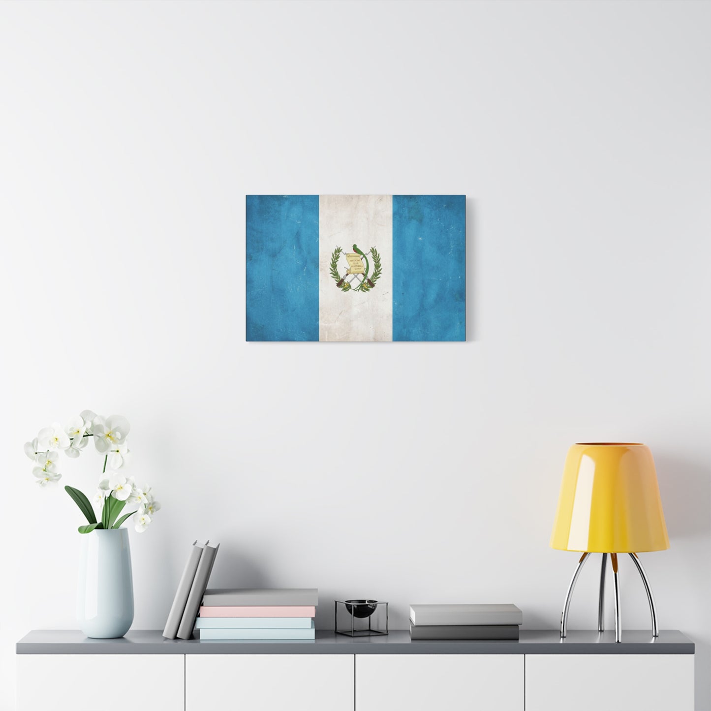 Guatemala Flag Canvas Wall Art - Distintivo De La Guatemala 15 1823 Vintage Blue White Banner Print - Patriotic Decor, Living Room Wall Decor, Office Accent - Bedroom Home Decoration - Ready to Hang