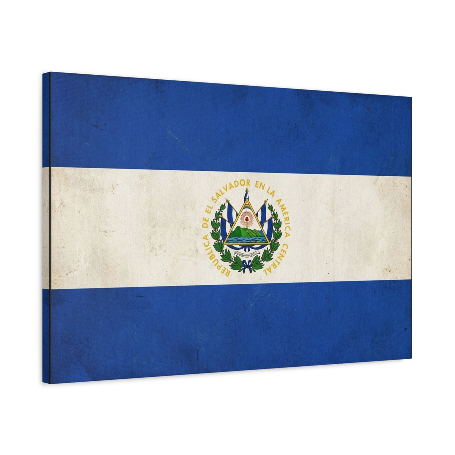 El Salvador Flag Canvas Wall Art - Republica De El Salvador En La America Central - Vintage Blue White National Banner Print - Heritage Decor For Living Room, Office, Dorm - Living Room Wall Decor