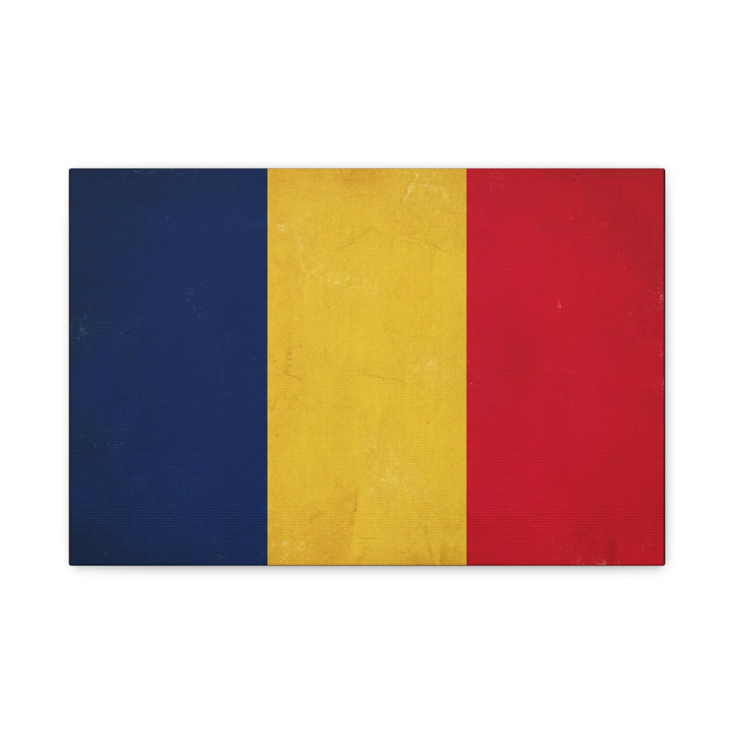 Romania Flag Canvas Wall Art - Vintage Tricolor Country Print, Blue Yellow Red Patriotic Decor - Minimalist Textured Artwork - Living Room Wall Decor - Bedroom Home Decoration - Modern Farmhouse Style