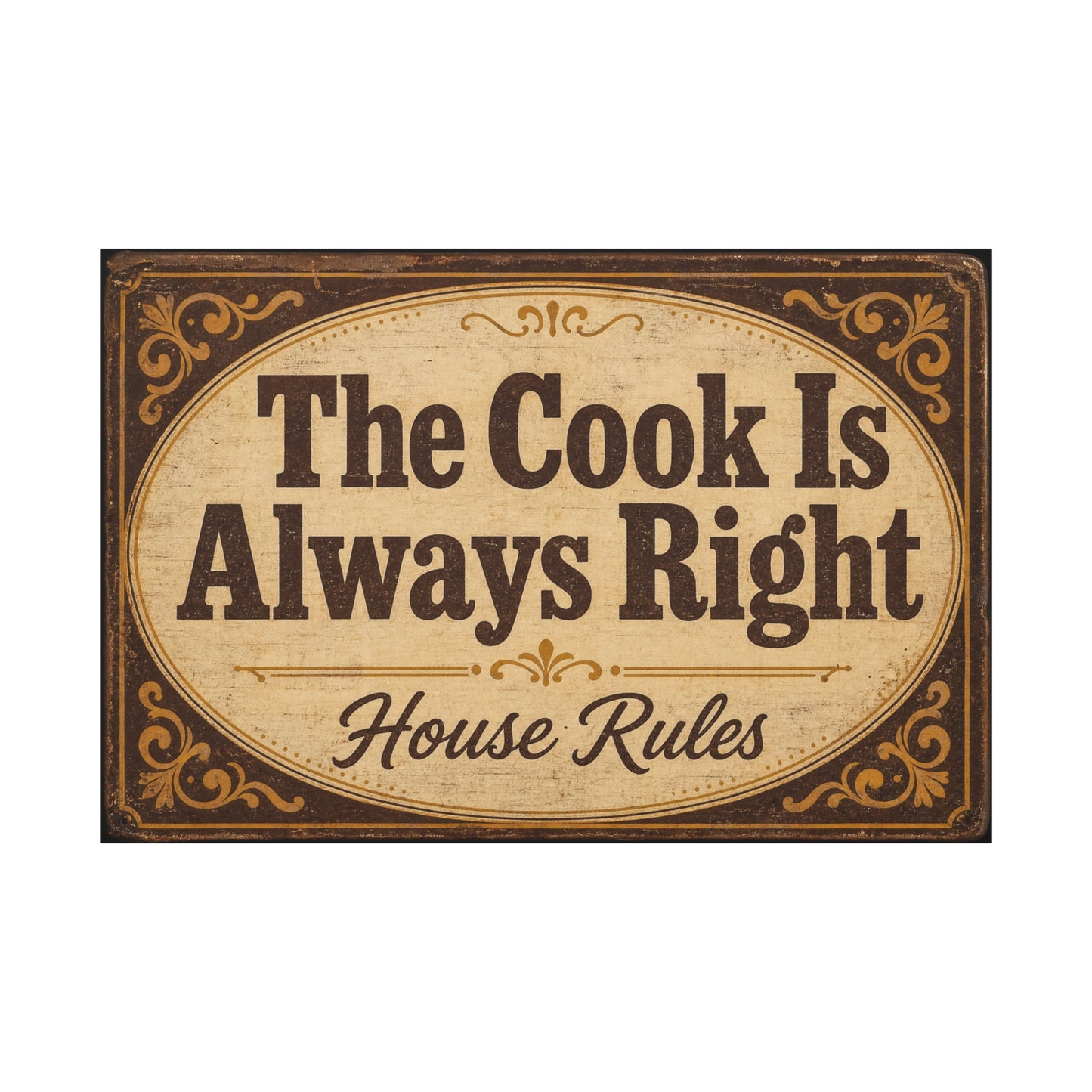 "The Cook Is Always Right" Canvas Wall Art - Vintage Kitchen Sign, House Rules Typography Print - Rustic Farmhouse Style, Dining Room Wall Decor, Kitchen Home Decoration - Bedroom Home Decoration