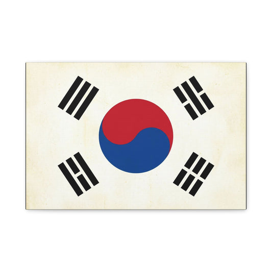 South Korea Flag Canvas Wall Art - Taegeukgi Korean Flag Print, Vintage Minimalist Neutral Decor - Living Room Wall Decor, Dorm Decoration - Bedroom Home Decoration - Modern Farmhouse Style