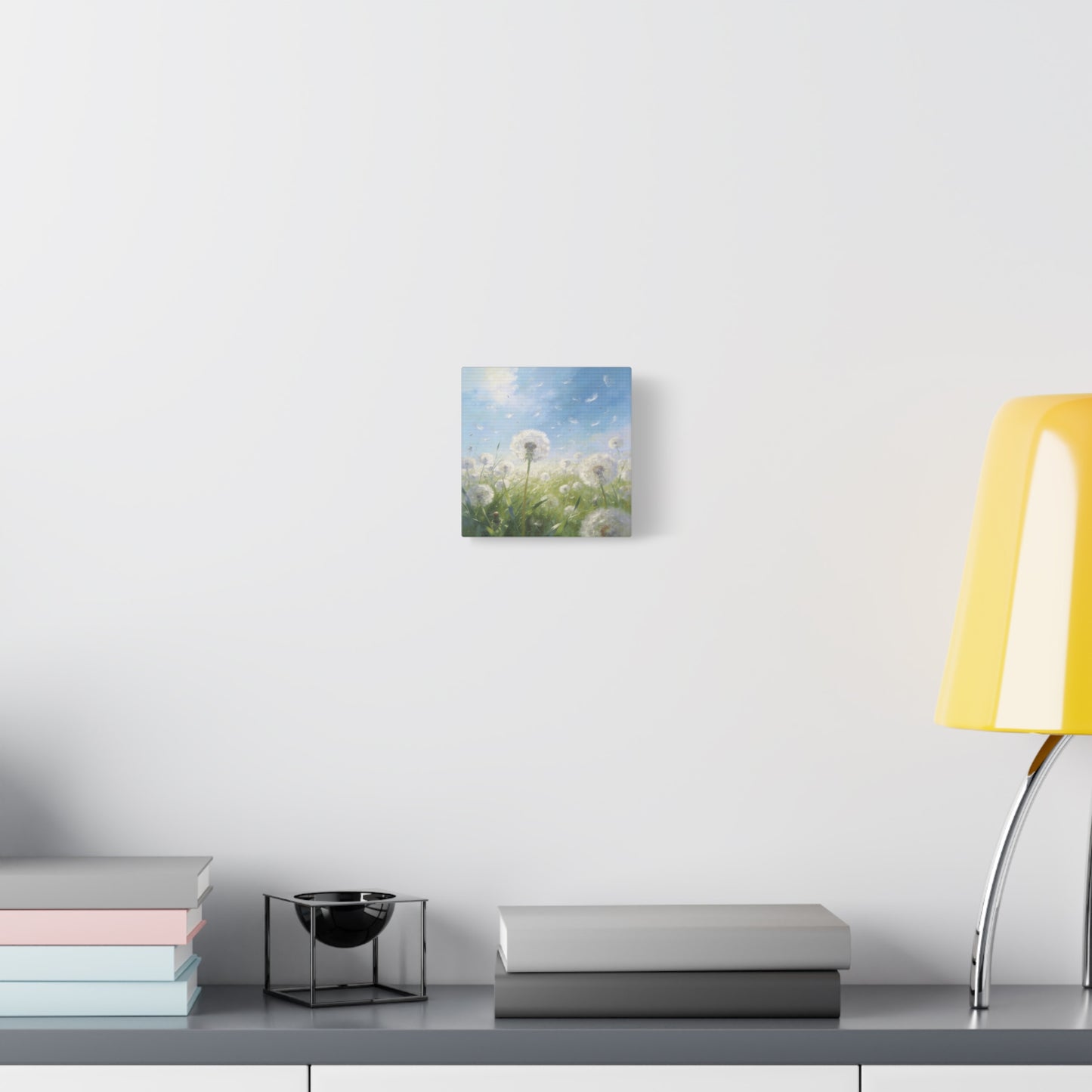 Dandelion Meadow Canvas Wall Art - Blue Sky Botanical Canvas Print, Soft Pastel Nature Wall Decor - Matte Cotton Artwork - Bedroom Home Decoration, Living Room Accent - Bedroom Home Decoration