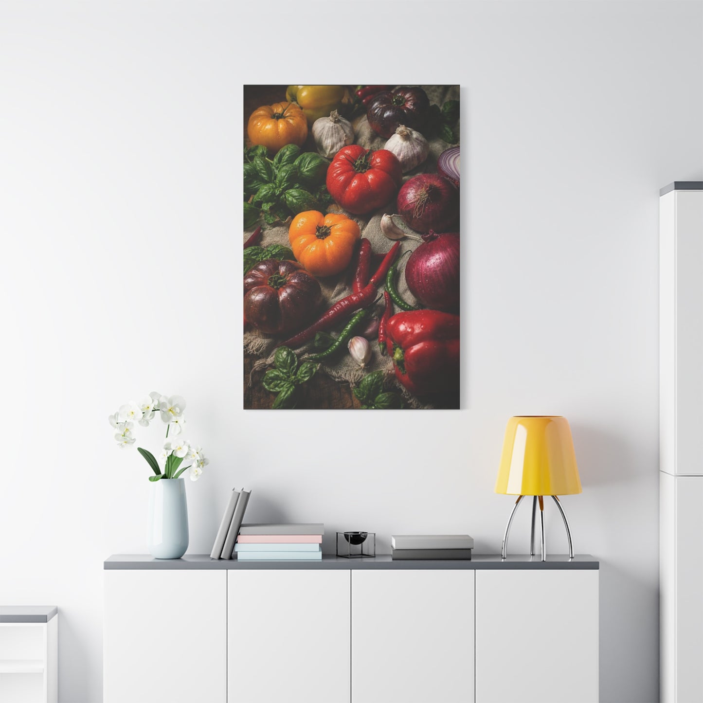 Heirloom Tomato Still Life Canvas Wall Art - Rustic Kitchen Produce Art Print - Matte Cotton Canvas - Traditional Food Wall Decor, Dining Room Accent, Farmhouse Interior Style - Ready to Hang
