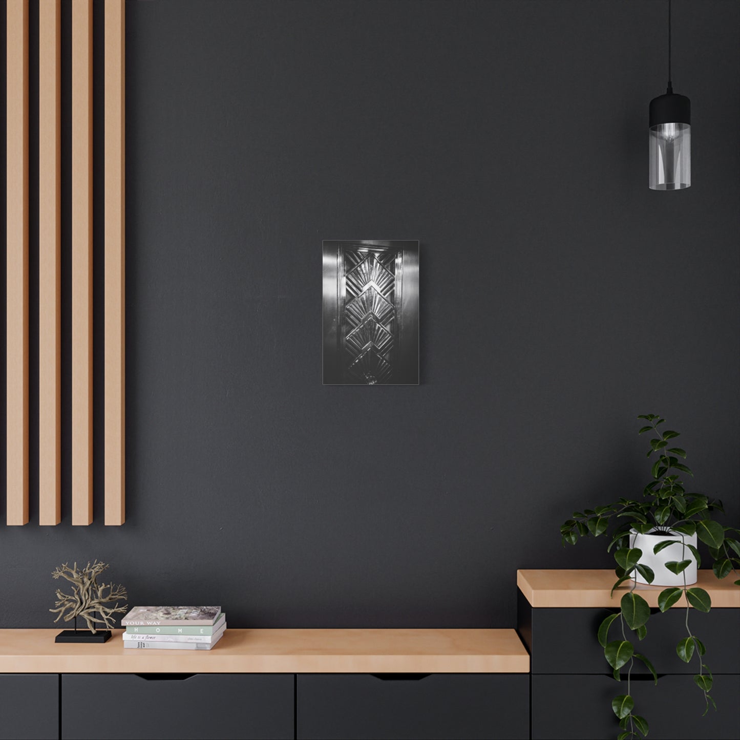 Art Deco Door Art Print Canvas Print - Geometric Black And White Architectural Panel - Monochrome Modern Interior Picture - Hallway Decor, Home Office Accent, Minimalist Design - Office Wall Art
