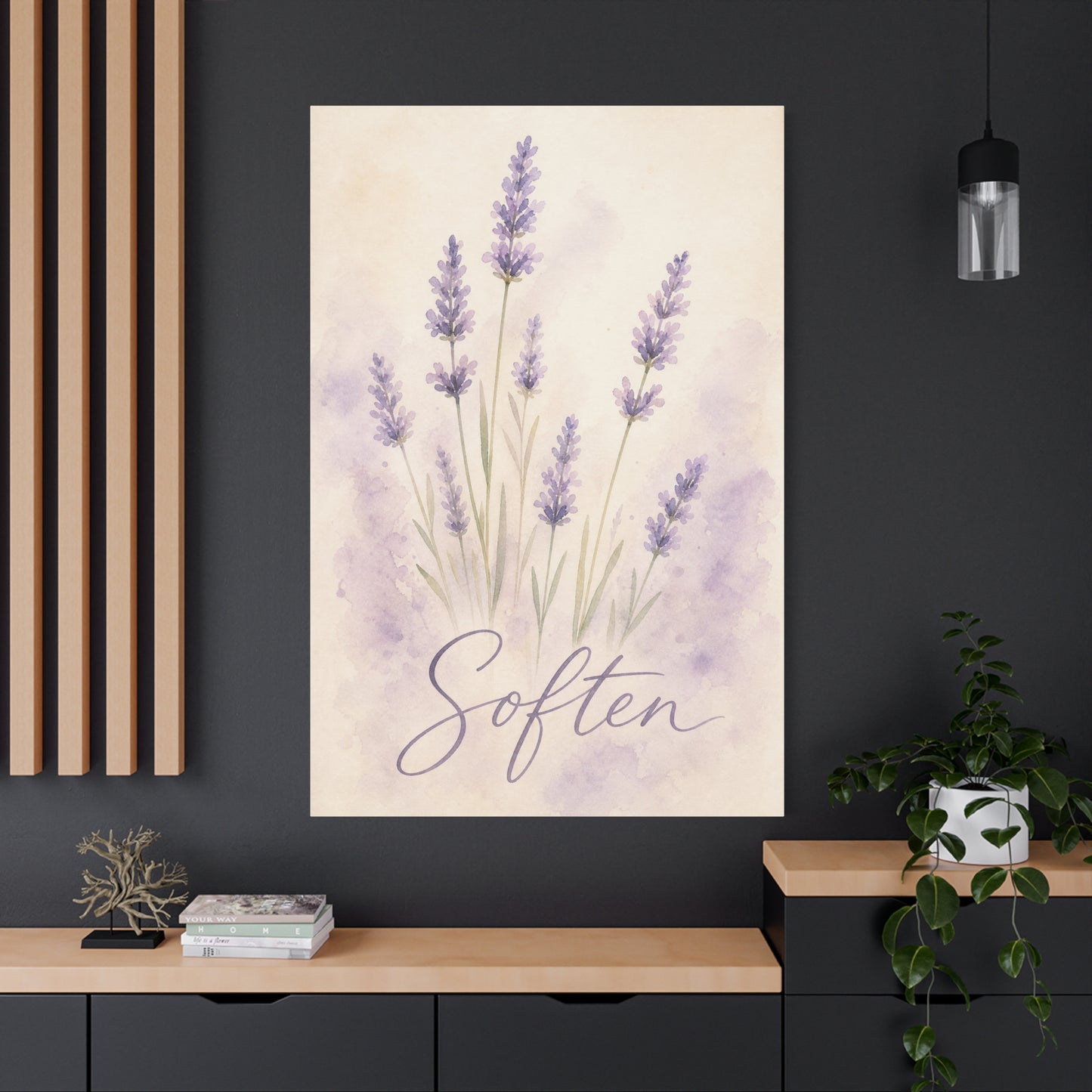"Soften" Lavender Watercolor Canvas Wall Art - Botanical Floral Purple Wall Decor - Soft Pastel Home Decoration - Bedroom Bathroom Accent - Bedroom Home Decoration - Modern Farmhouse Style