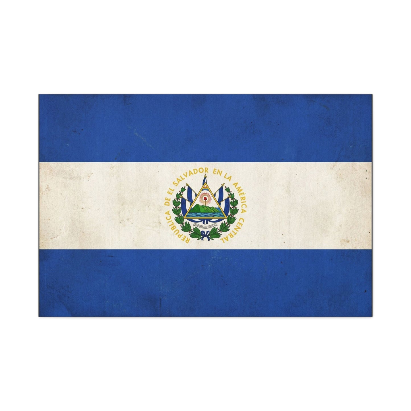 El Salvador Flag Canvas Wall Art - Republica De El Salvador En La America Central - Vintage Blue White National Banner Print - Heritage Decor For Living Room, Office, Dorm - Living Room Wall Decor