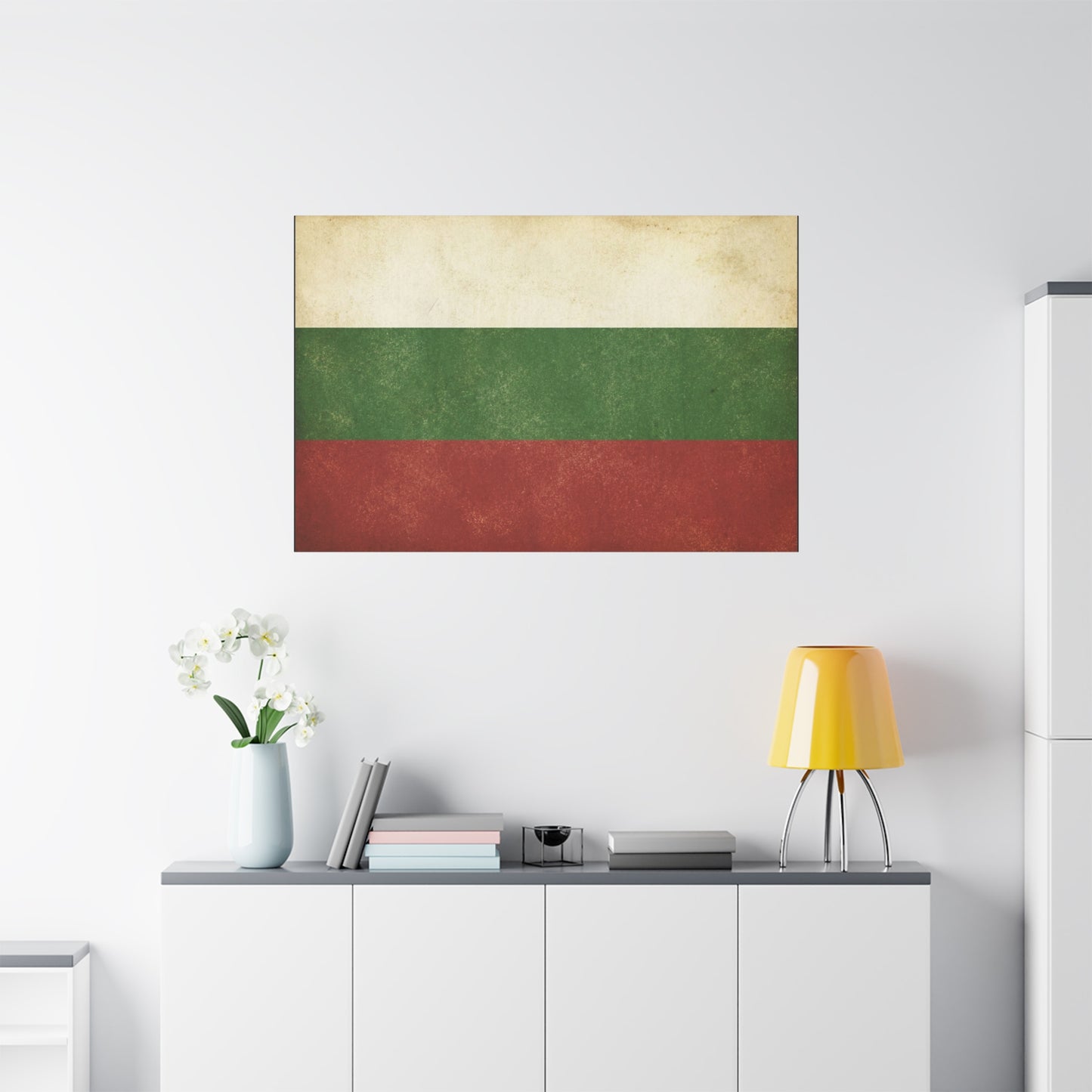 Bulgaria Flag Canvas Wall Art - Vintage Bulgarian Flag Print, Patriotic Tricolor Wall Decor - Distressed Cotton Canvas - Rustic Minimalist Style For Living Room, Office, Dorm - Bedroom Home Decoration