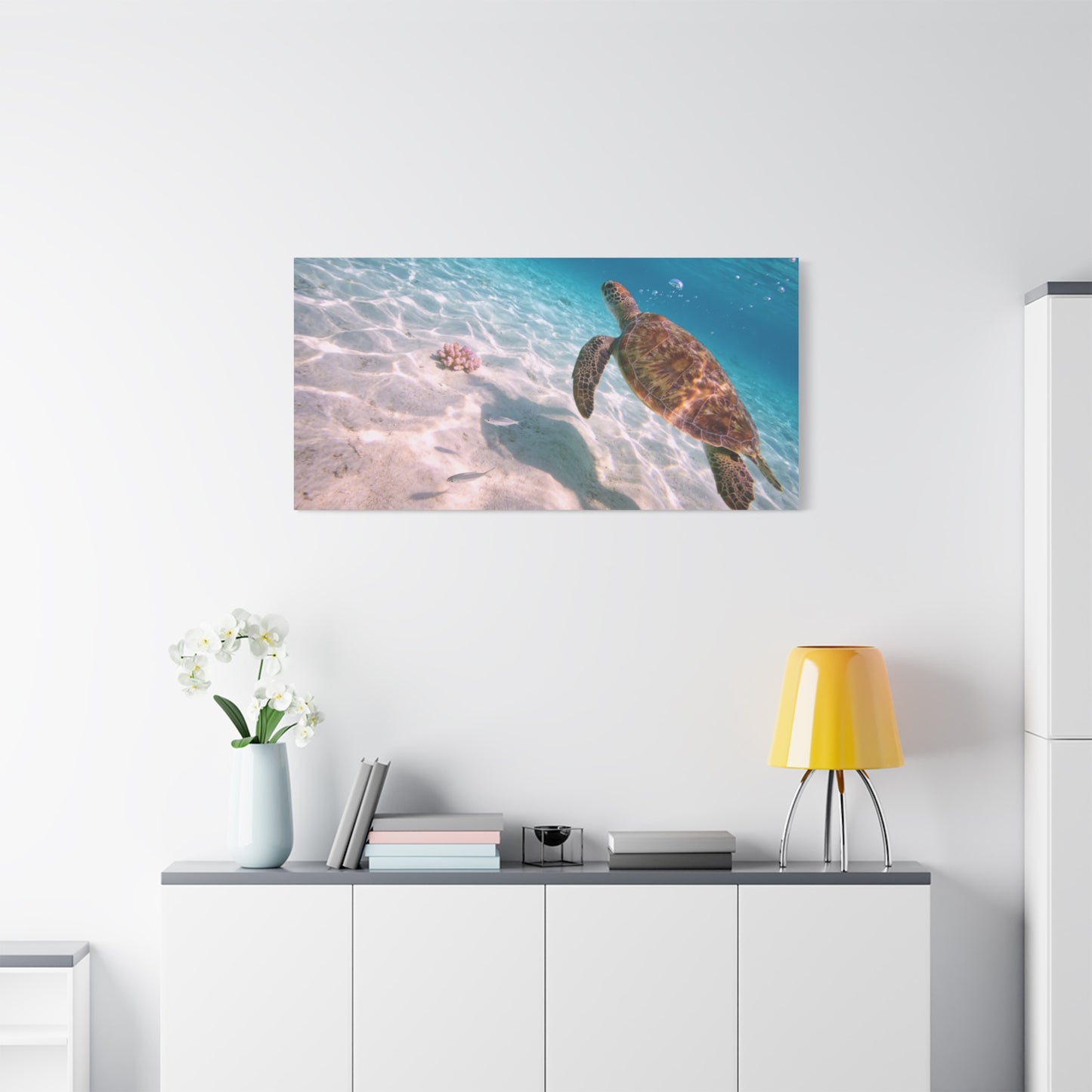 Sea Turtle Canvas Wall Art - Underwater Ocean Art Print, Coastal Beach Decor, Cotton Canvas Print, Serene Blue Seascape, Living Room Wall Decor, Bedroom Home Decoration - Bedroom Home Decoration