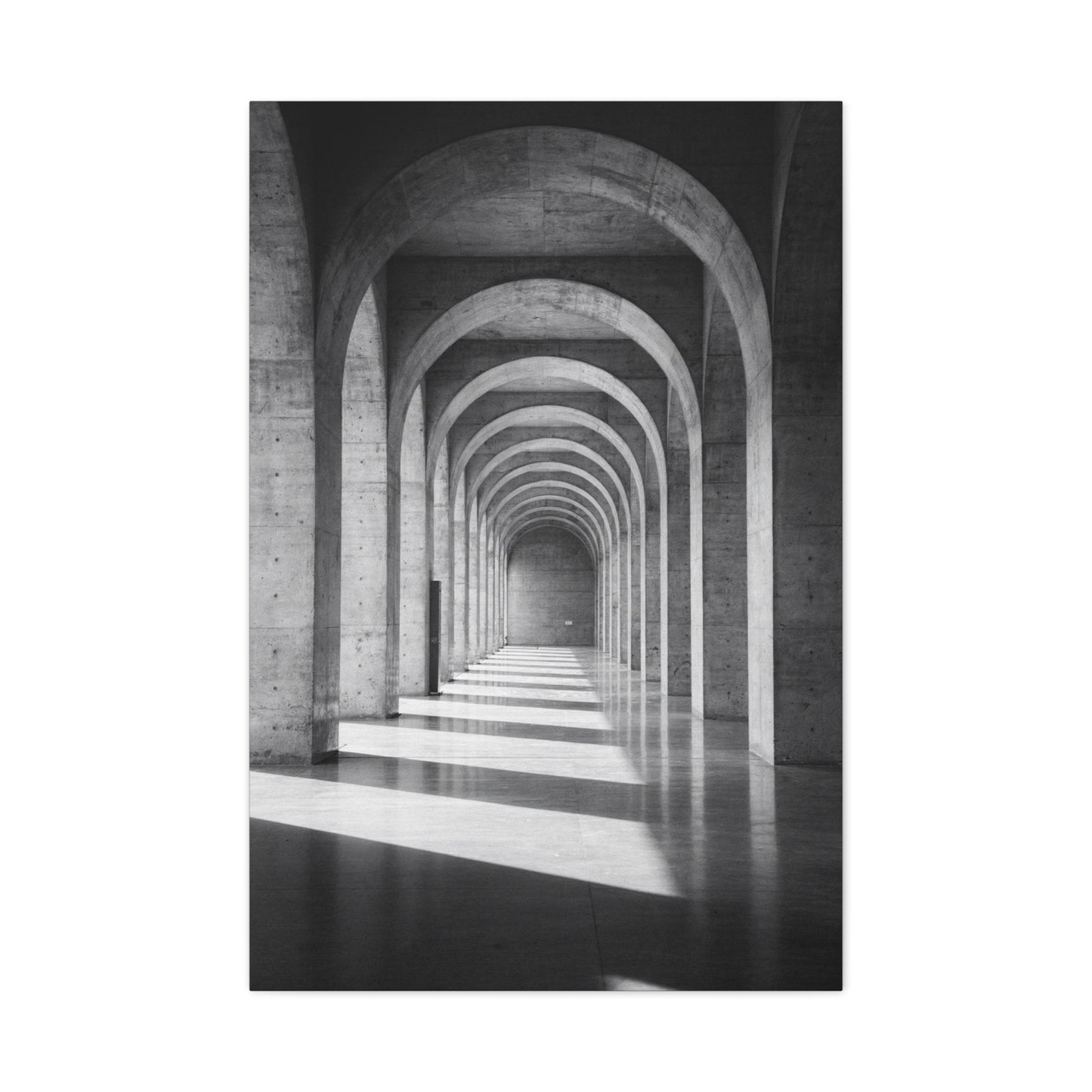 Black And White Arched Hallway Canvas Wall Art - Minimalist Architecture Art Print, Modern Concrete Corridor Interior, Contemporary Living Room Wall Decor Office Art - Bedroom Home Decoration