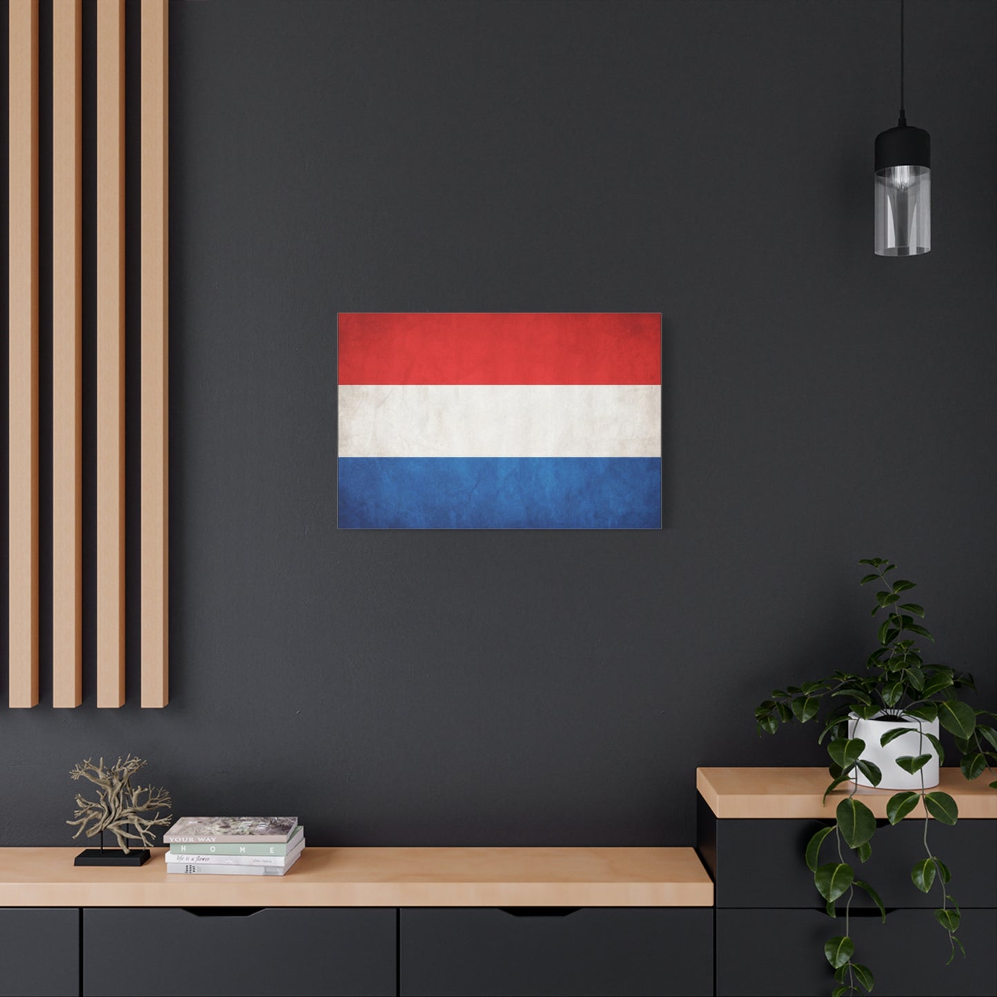 Netherlands Flag Canvas Wall Art - Dutch Tricolor Country Pride Decor, Vintage Style Cotton Print - Living Room Wall Decor, Office Accent - Bedroom Home Decoration - Bedroom Home Decoration