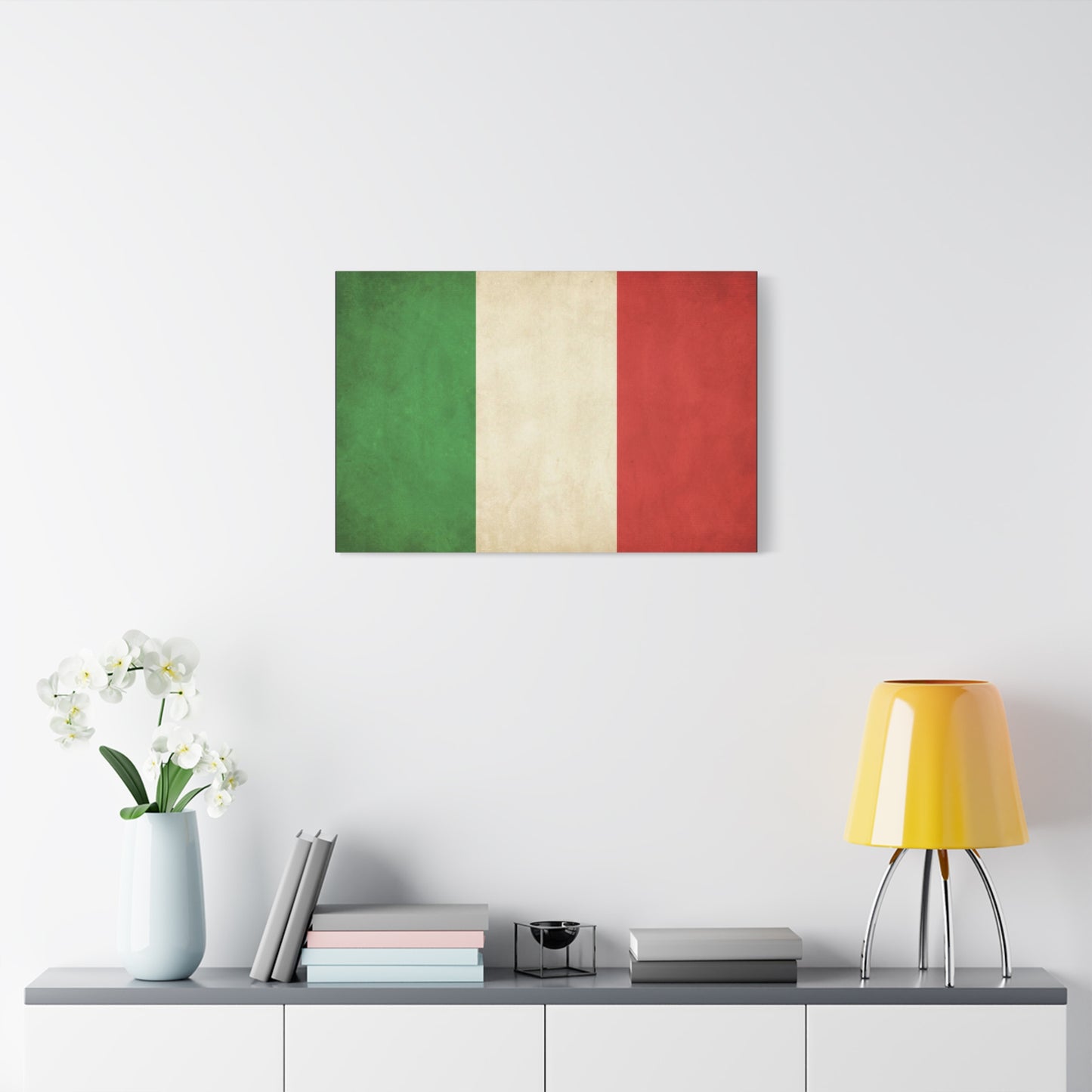Italian Flag Canvas Wall Art - Vintage Tricolor National Prints, Rustic Textured Artwork - Matte Cotton Decor - Living Room Wall Decor, Office Art, Dorm Accent For Heritage Lovers - Ready to Hang