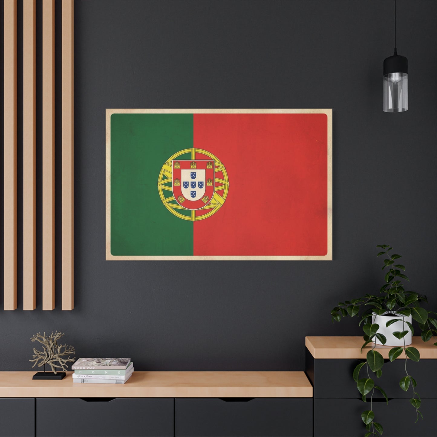 Portugal Flag Canvas Wall Art - Vintage Portuguese Flag Print, Heritage Decor - Matte Cotton Artwork - Traditional Style, Living Room Decoration - Living Room Wall Decor - Bedroom Home Decoration