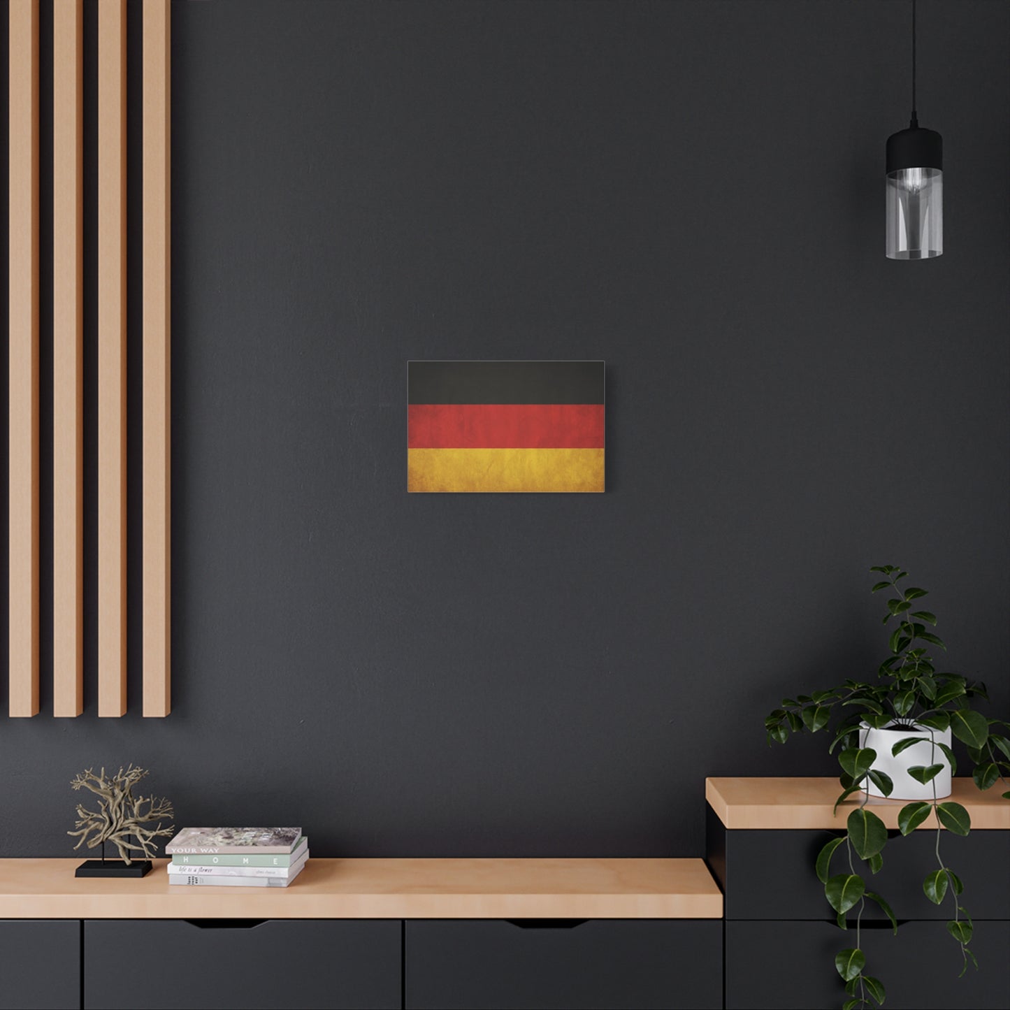 German Flag Canvas Wall Art - Vintage Germany Pride Decor, Black Red Gold Horizontal Banner Print - Rustic Textured Style, Living Room Wall Decor, Office Art - Bedroom Home Decoration - Ready to Hang
