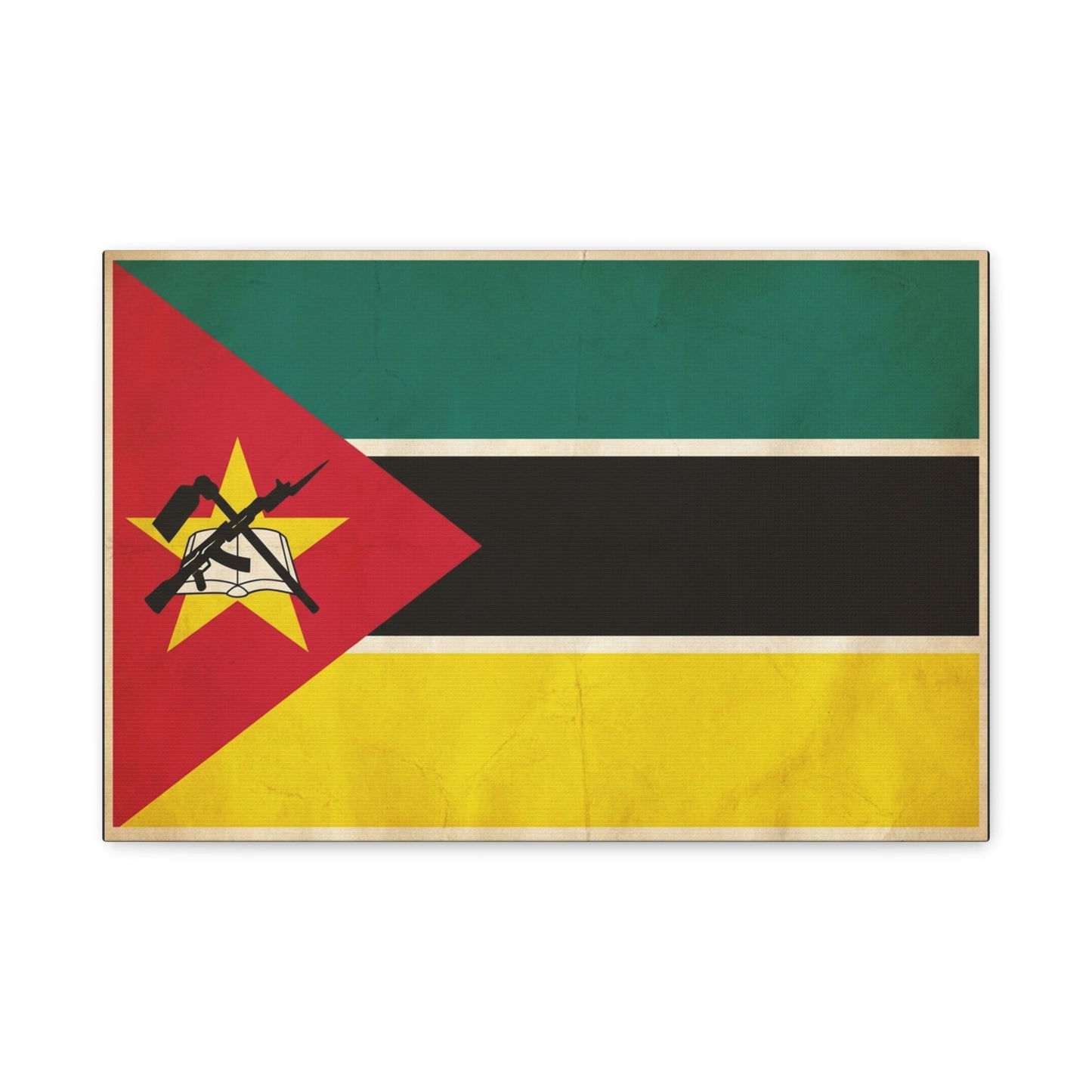Mozambique Flag Canvas Wall Art - Vintage National Banner Print, Patriotic Home Decor, Cultural Wall Hanging, Living Room Decoration, Office Accent - Bedroom Home Decoration - Modern Farmhouse Style