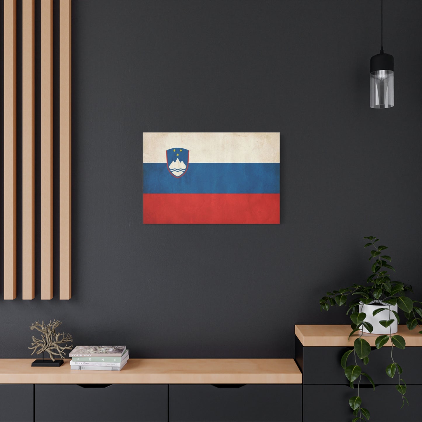 Slovenia Flag Canvas Wall Art - Vintage National Banner Print, Rustic Patriotic Decor - Textured Tricolor Design, Living Room Home Decoration - Living Room Wall Decor - Bedroom Home Decoration