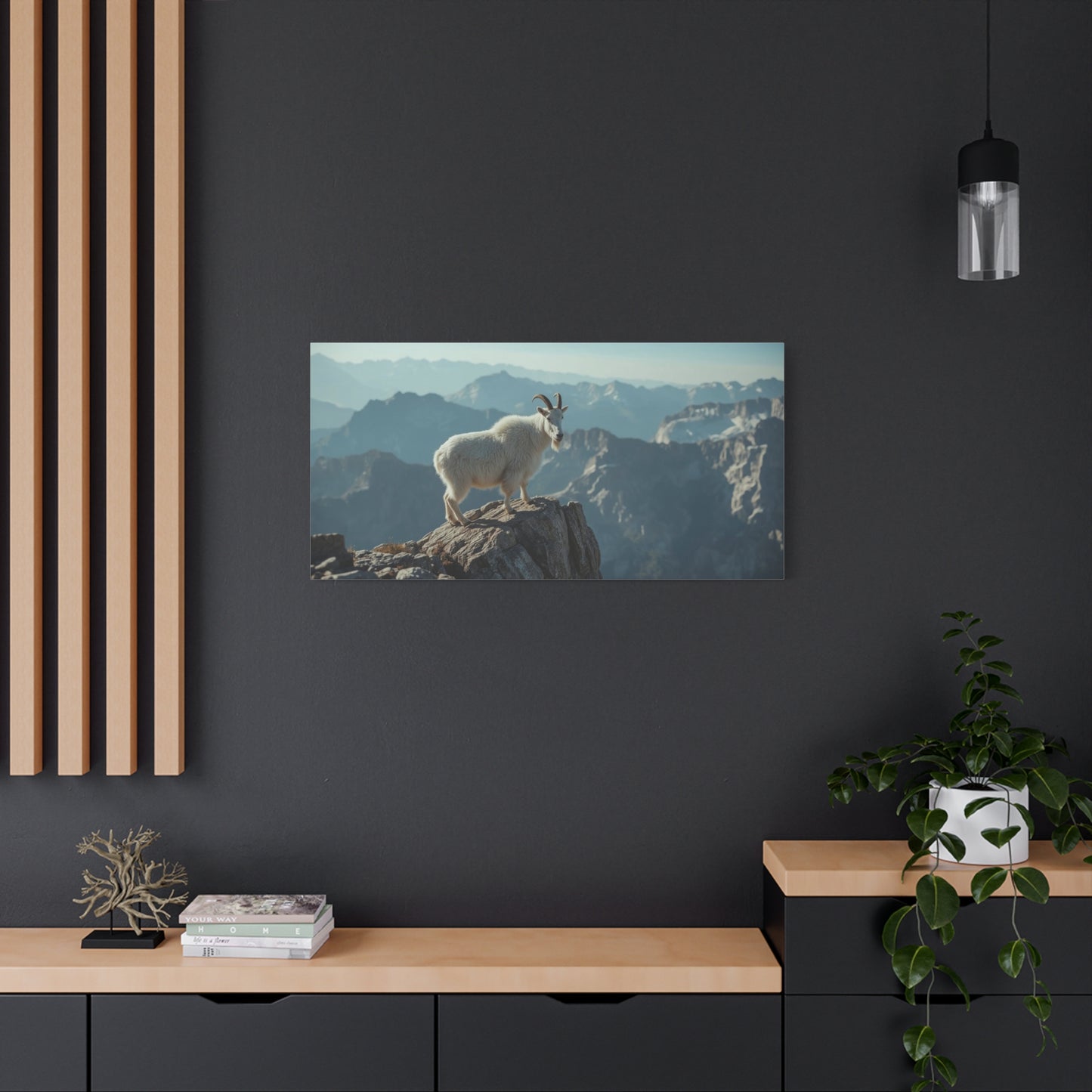 Mountain Goat Canvas Wall Art - Alpine Wildlife Landscape Print, Serene Matte Canvas, Contemporary Nature Style - Living Room Wall Decor, Bedroom Home Decoration, Office Art - Bedroom Home Decoration